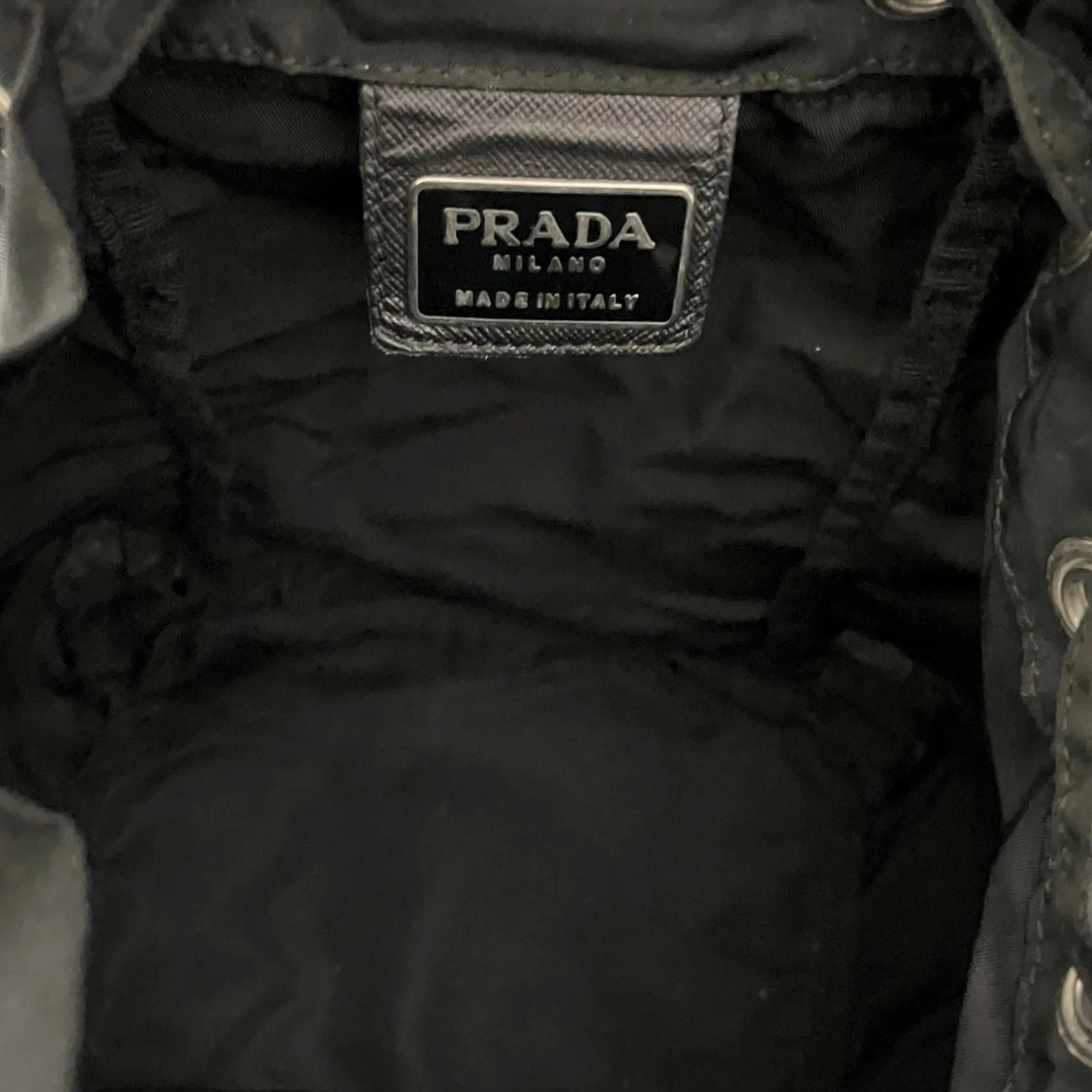 Prada Black Logo Mini Drawstring Backpack