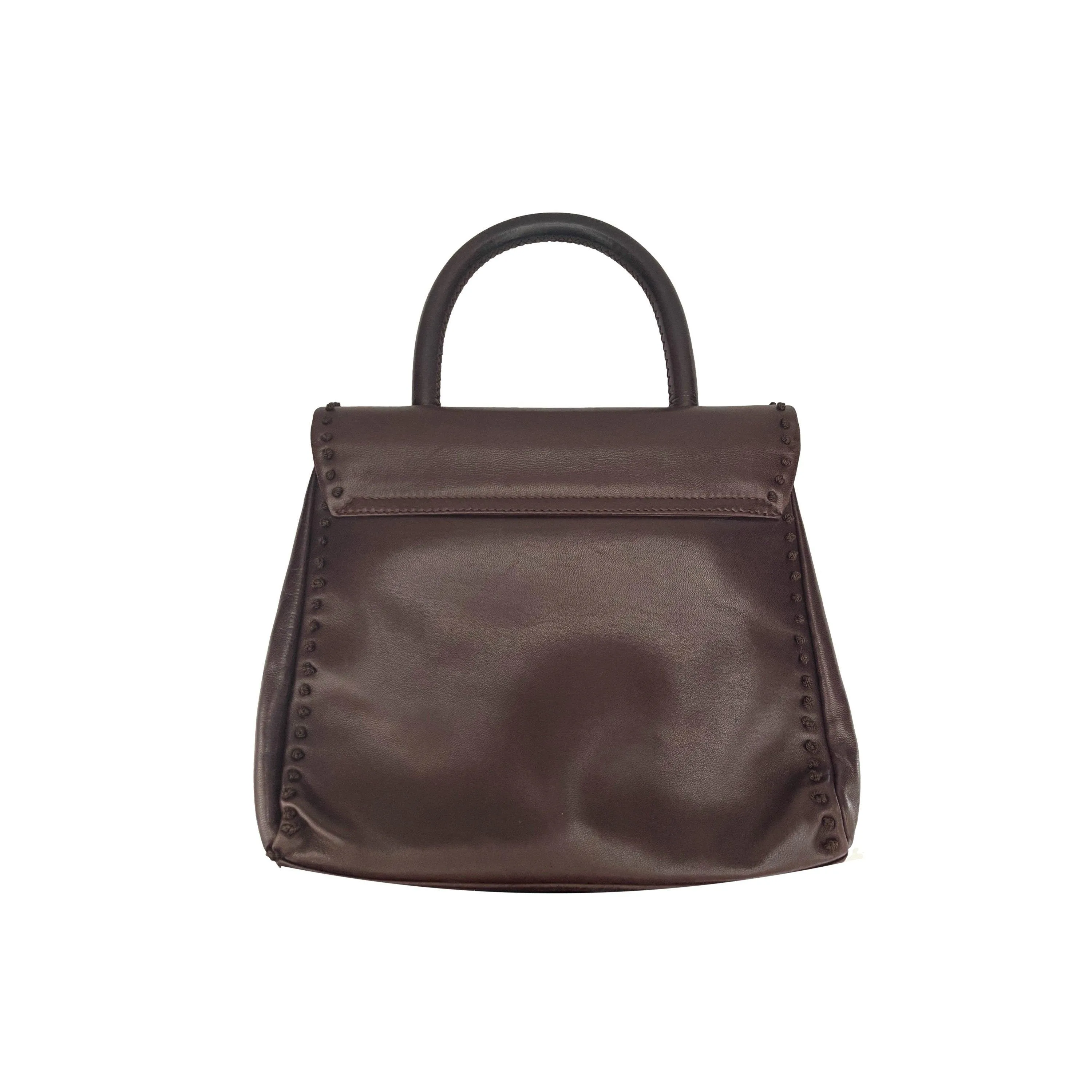 Prada Brown Leather Top Handle Bag