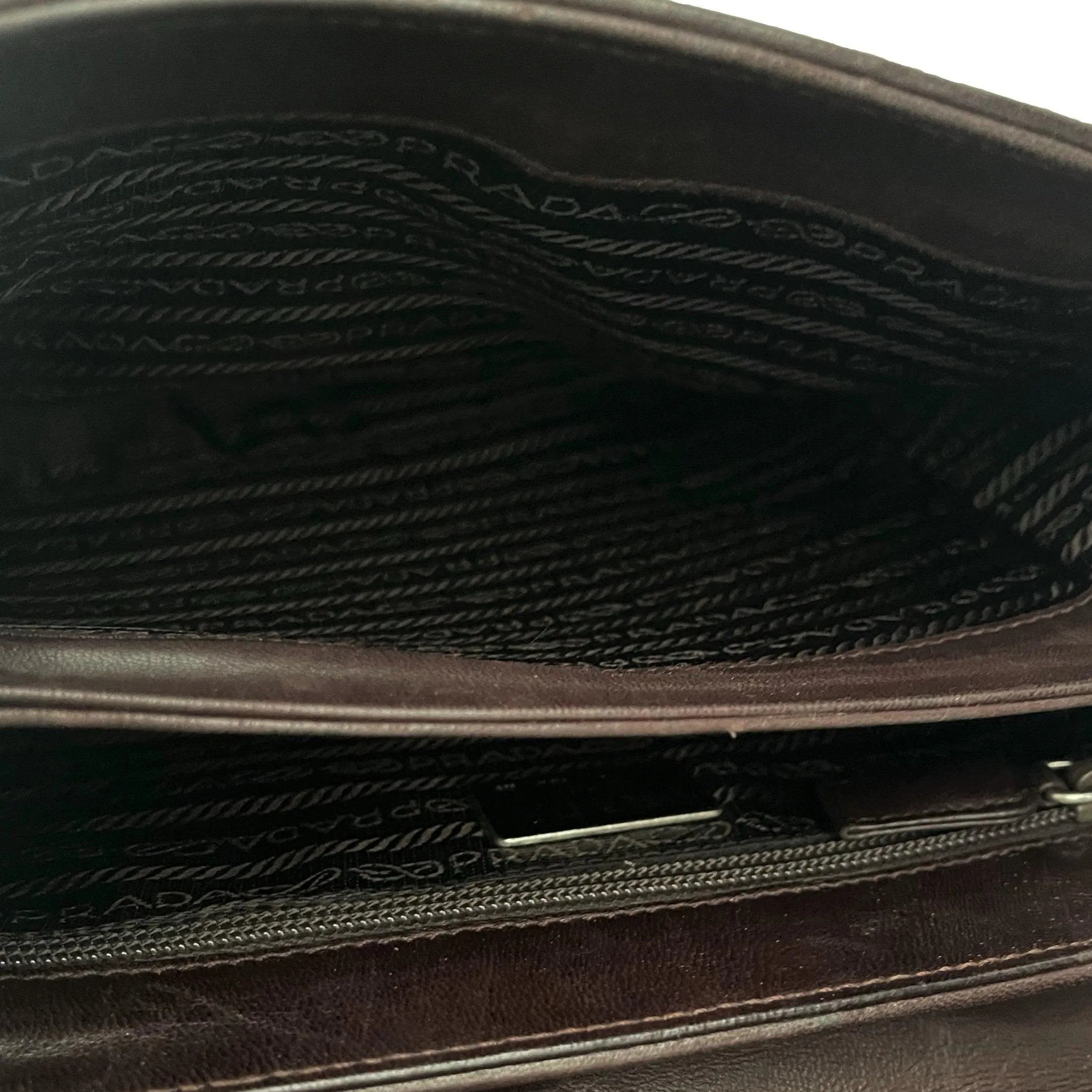 Prada Brown Leather Top Handle Bag
