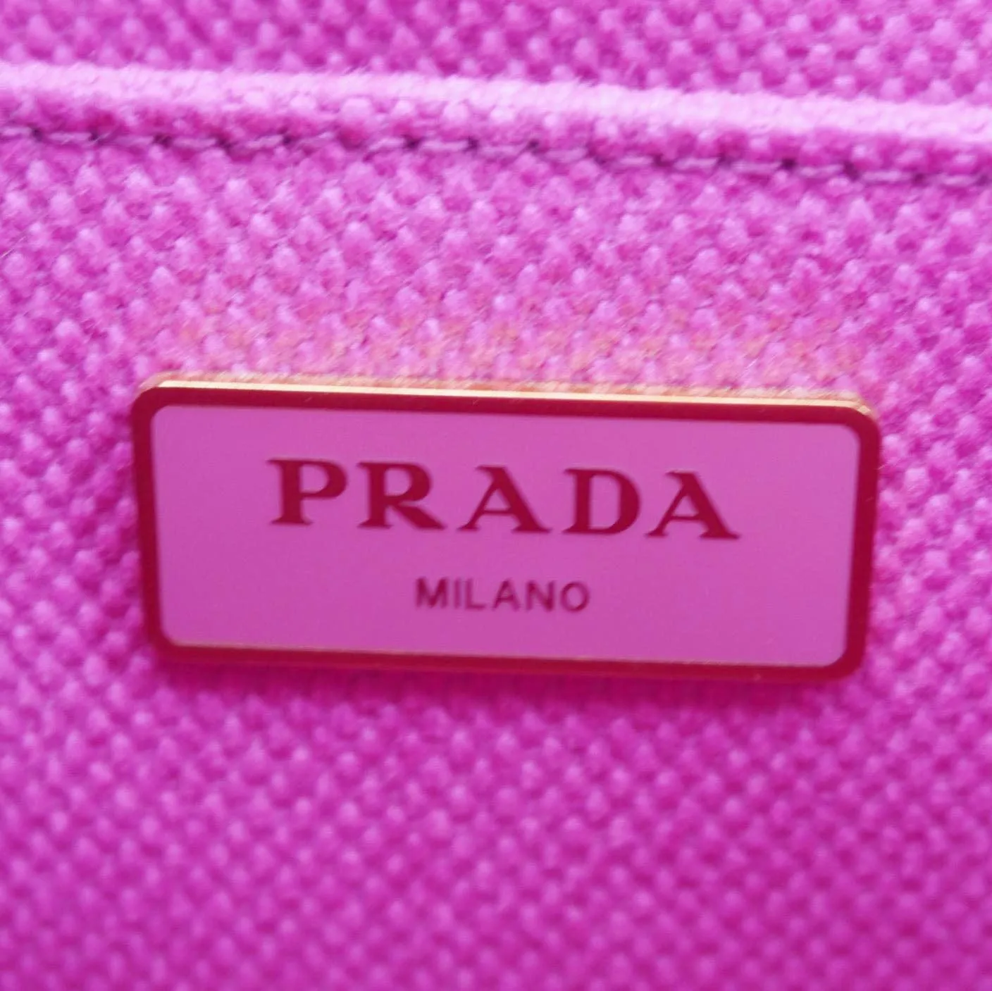 PRADA Canapa Small Logo-Print Canvas Tote Bag Pink