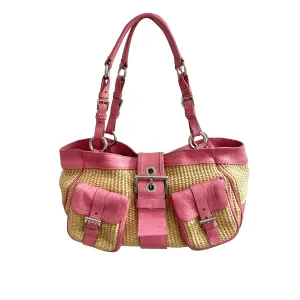 Prada Pink Raffia Basket Bag
