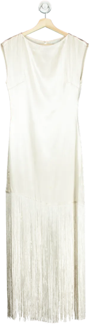 Pretty Lavish Cream Fringe Flapper Style Dress UK 6