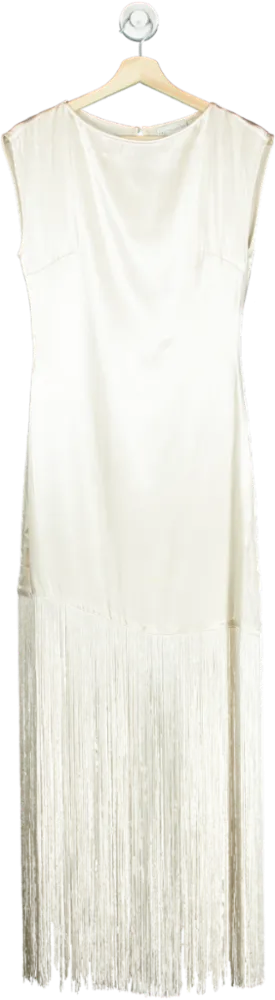 Pretty Lavish Cream Fringe Flapper Style Dress UK 6