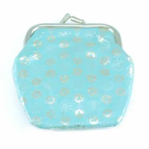 Pretty Vintage Turquoise & Gold Embossed Leather Change Purse 1950S