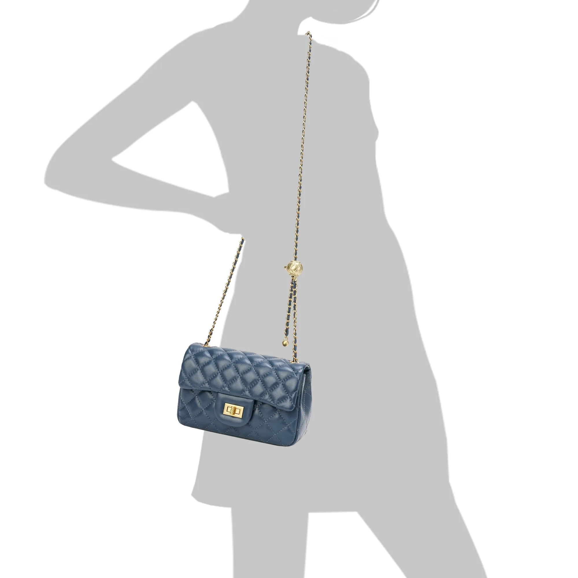 Quilted Sheepskin Leather Crossbody Bag