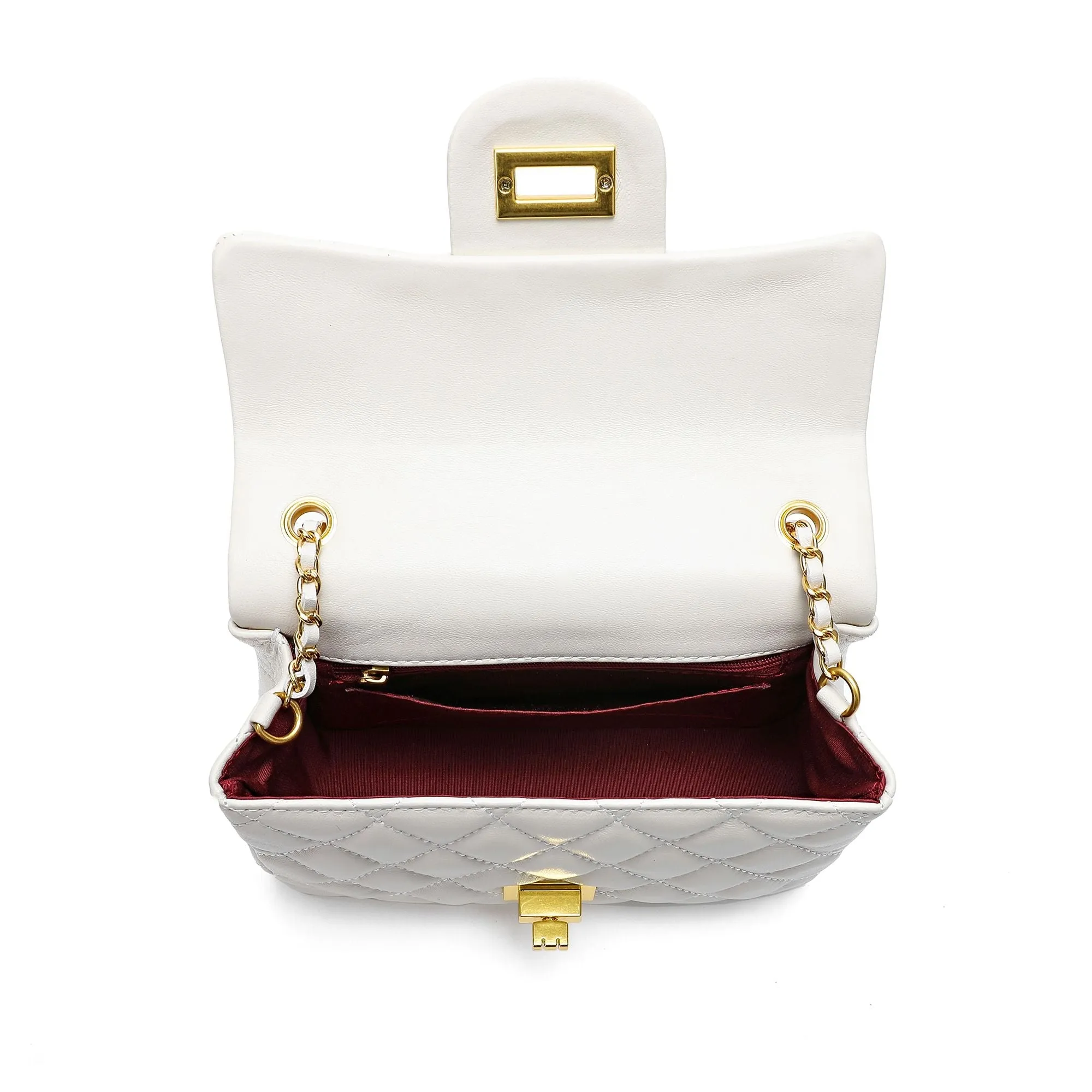 Quilted Sheepskin Leather Crossbody Bag
