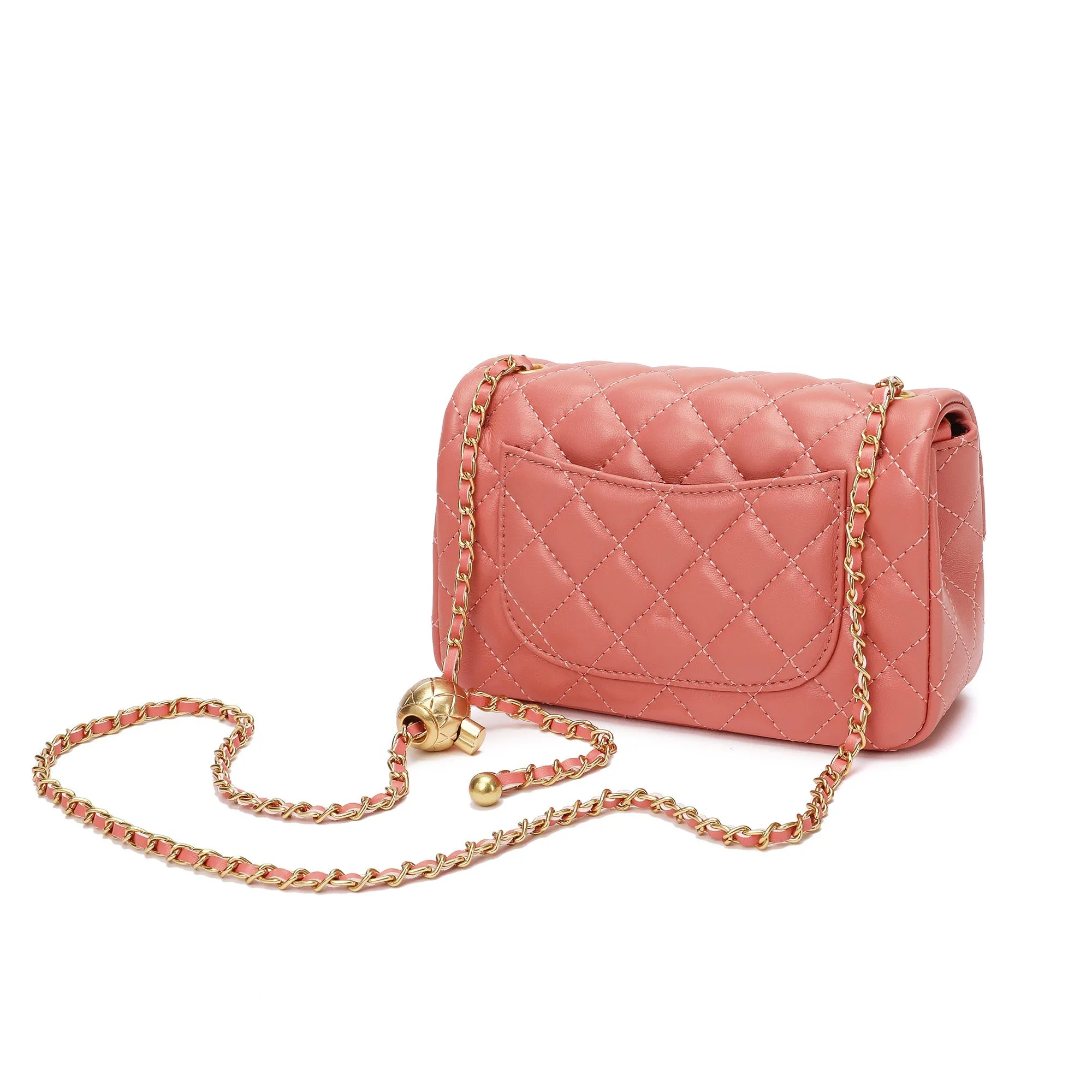 Quilted Sheepskin Leather Crossbody Bag