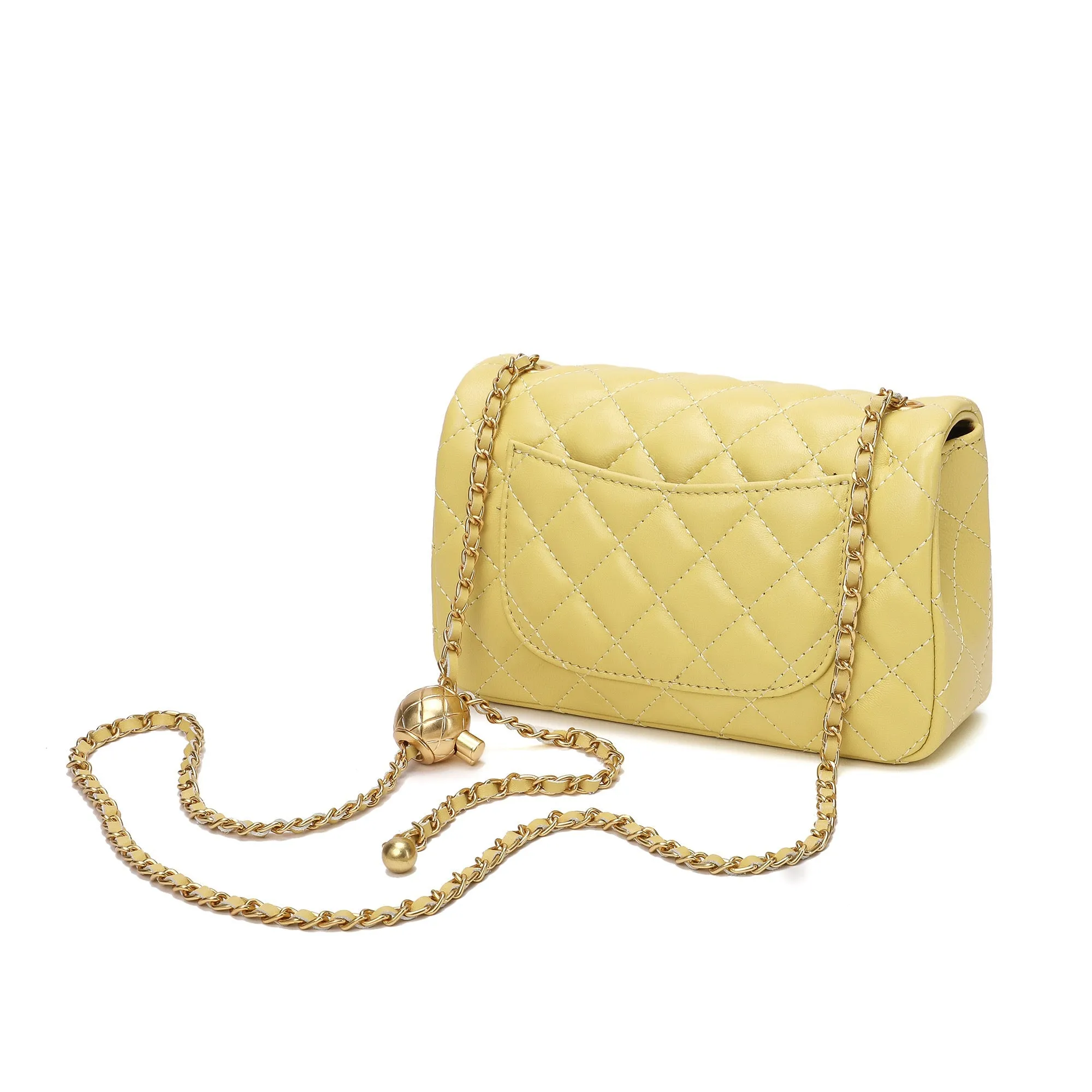 Quilted Sheepskin Leather Crossbody Bag