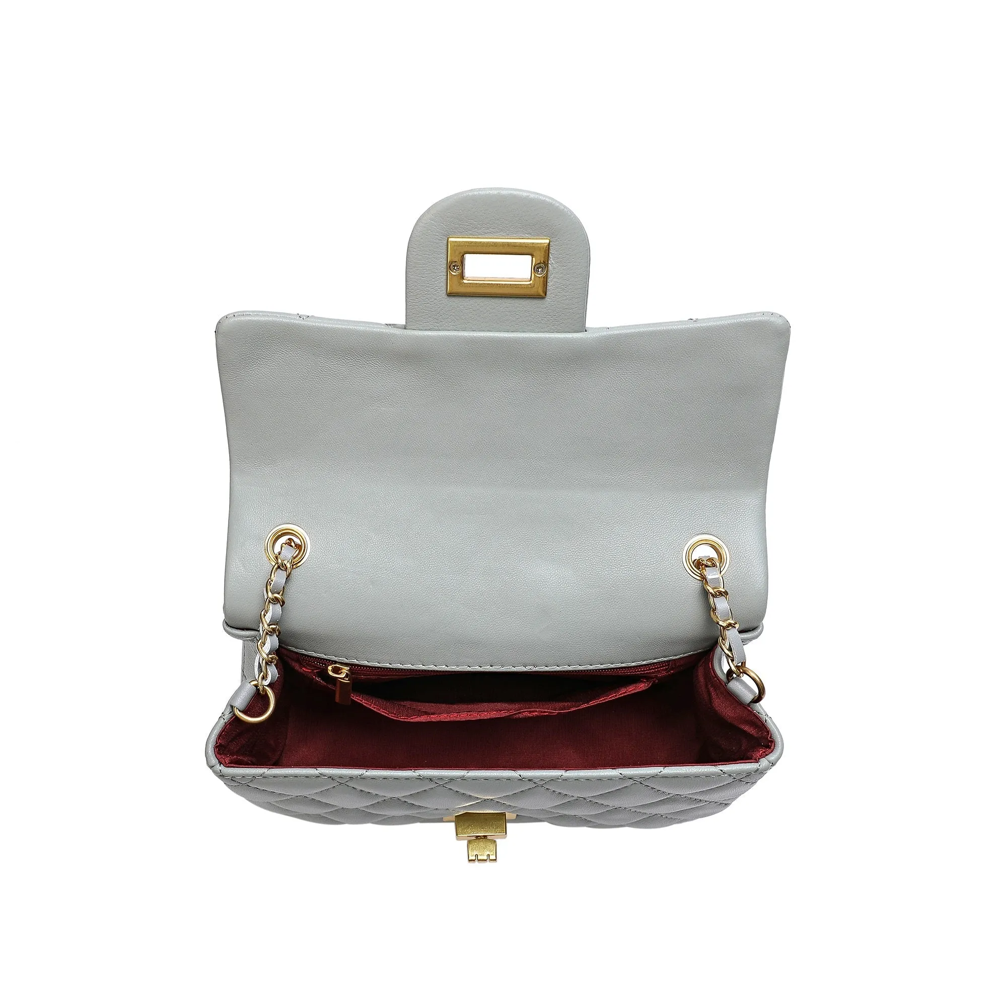 Quilted Sheepskin Leather Crossbody Bag
