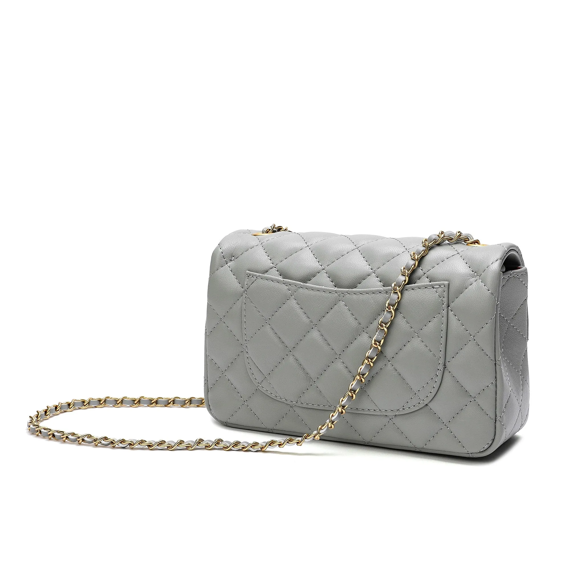 Quilted Sheepskin Leather Crossbody Bag