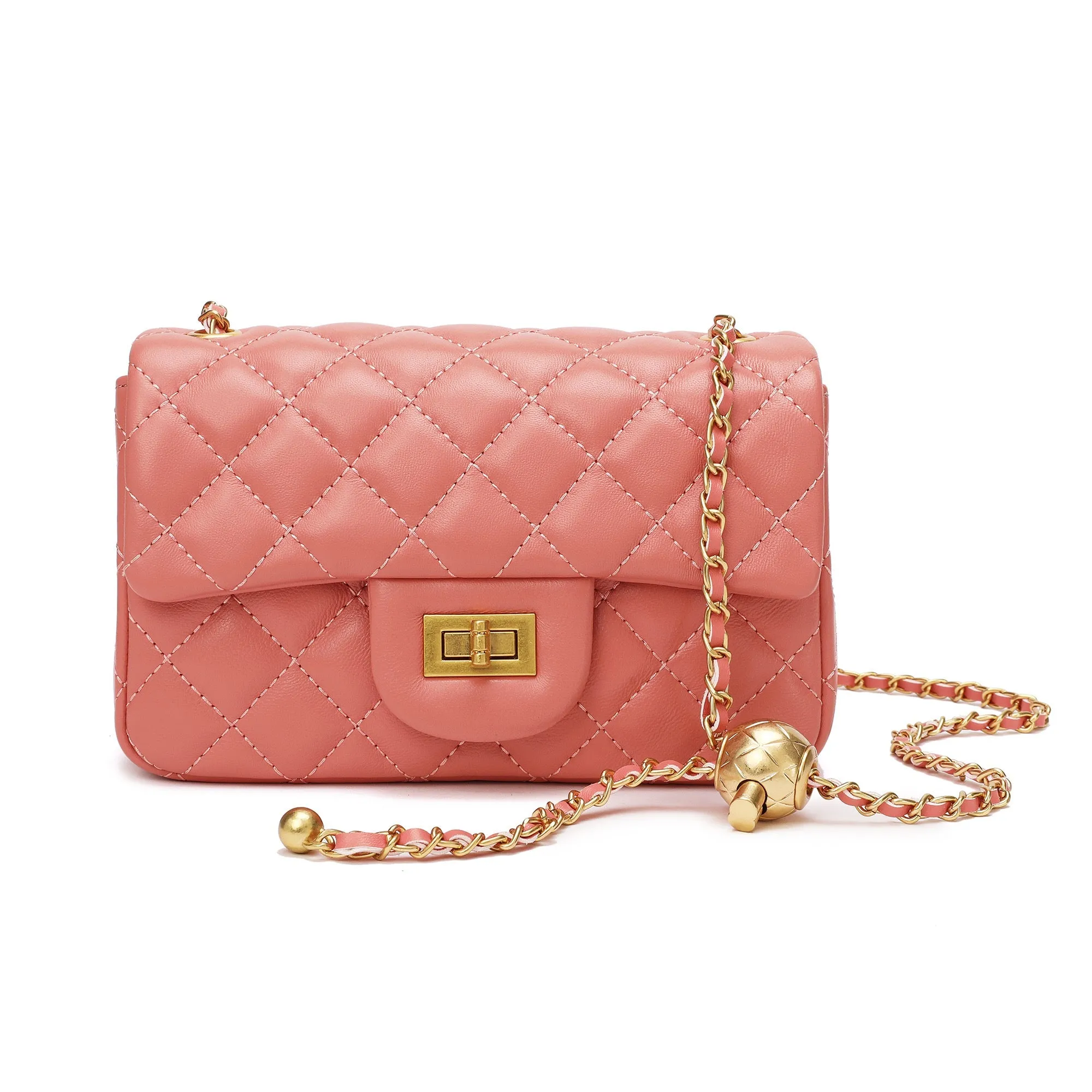 Quilted Sheepskin Leather Crossbody Bag