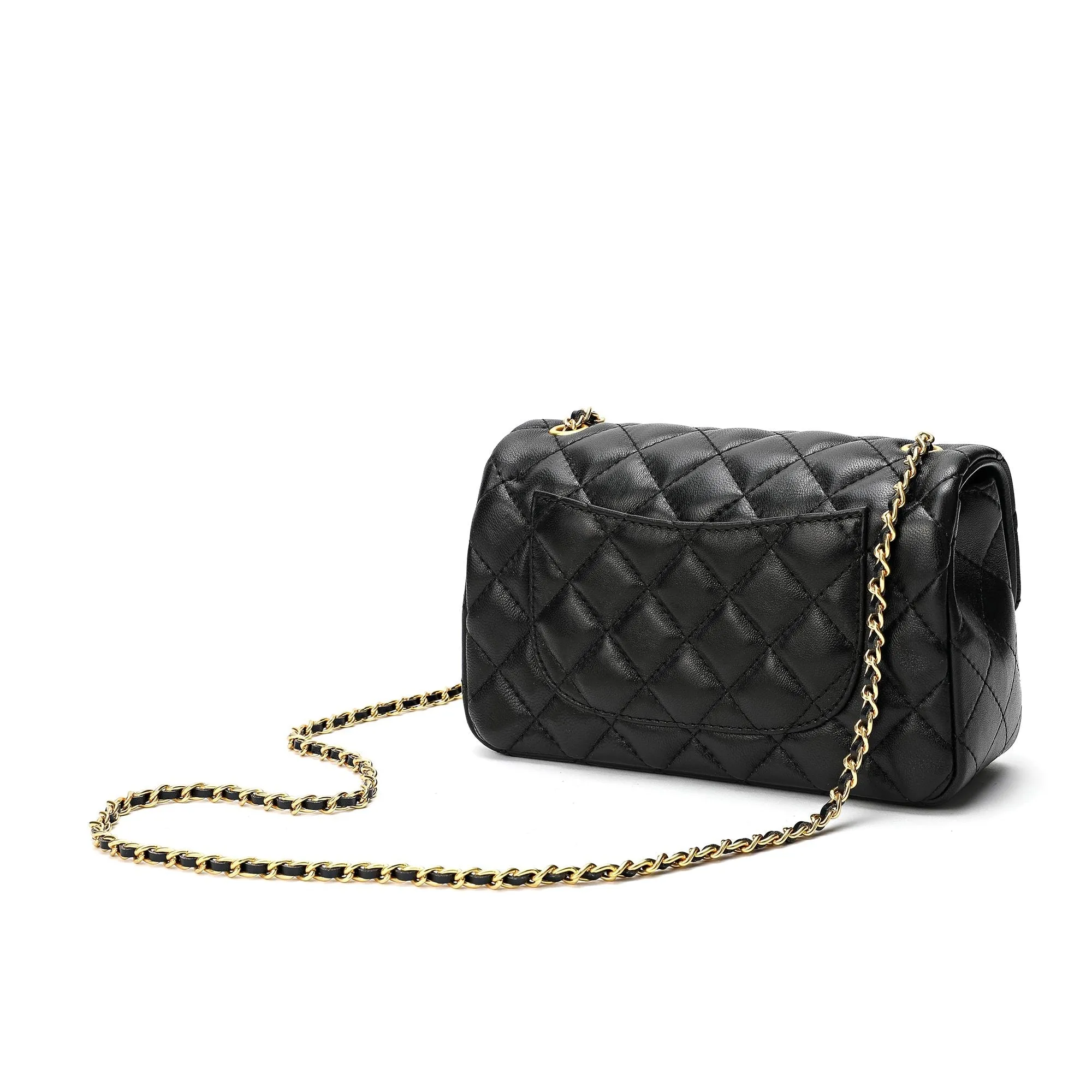 Quilted Sheepskin Leather Crossbody Bag