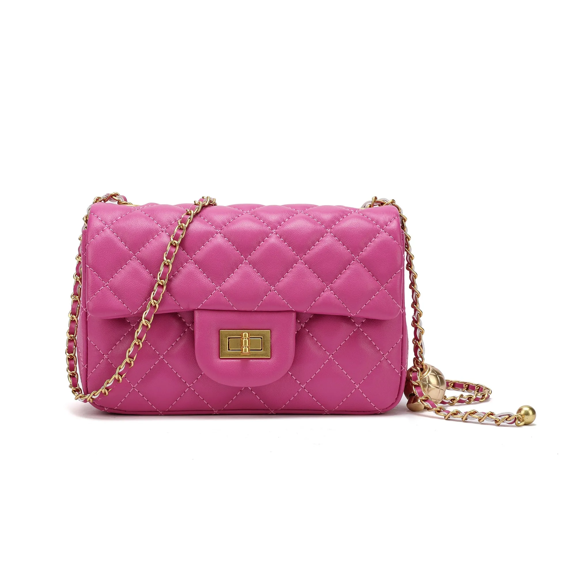 Quilted Sheepskin Leather Crossbody Bag