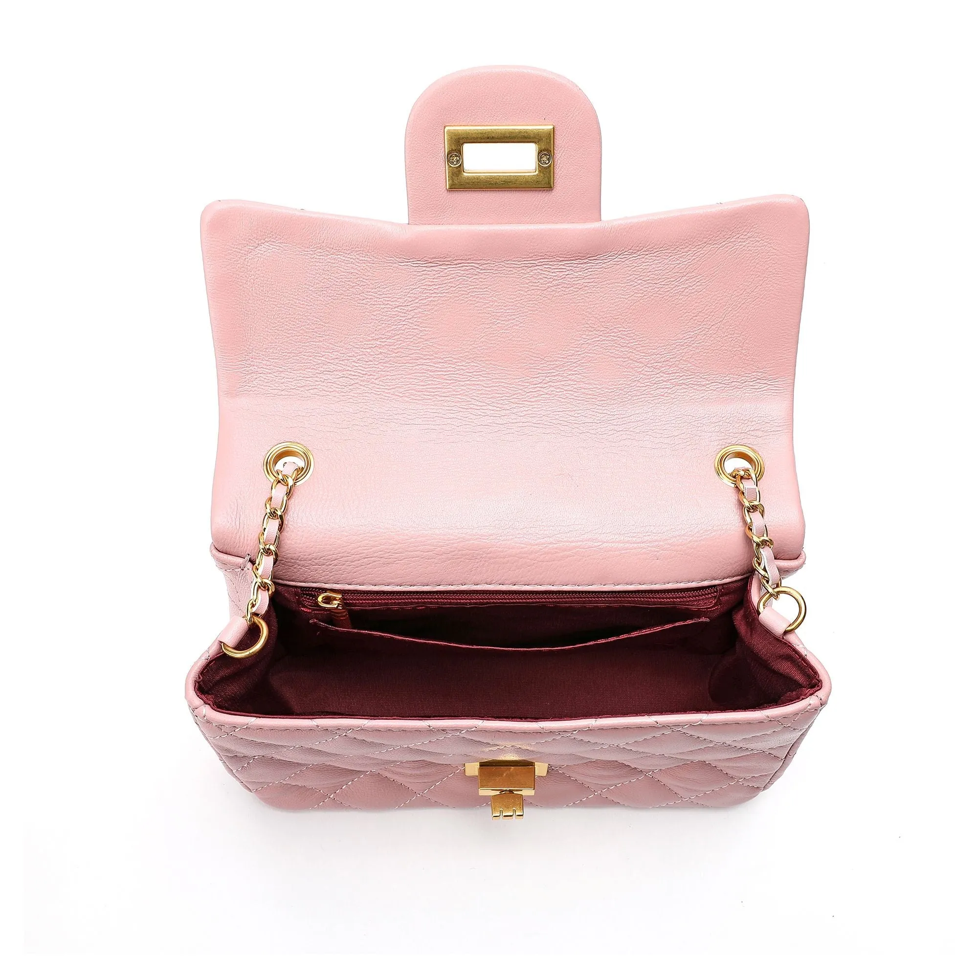 Quilted Sheepskin Leather Crossbody Bag