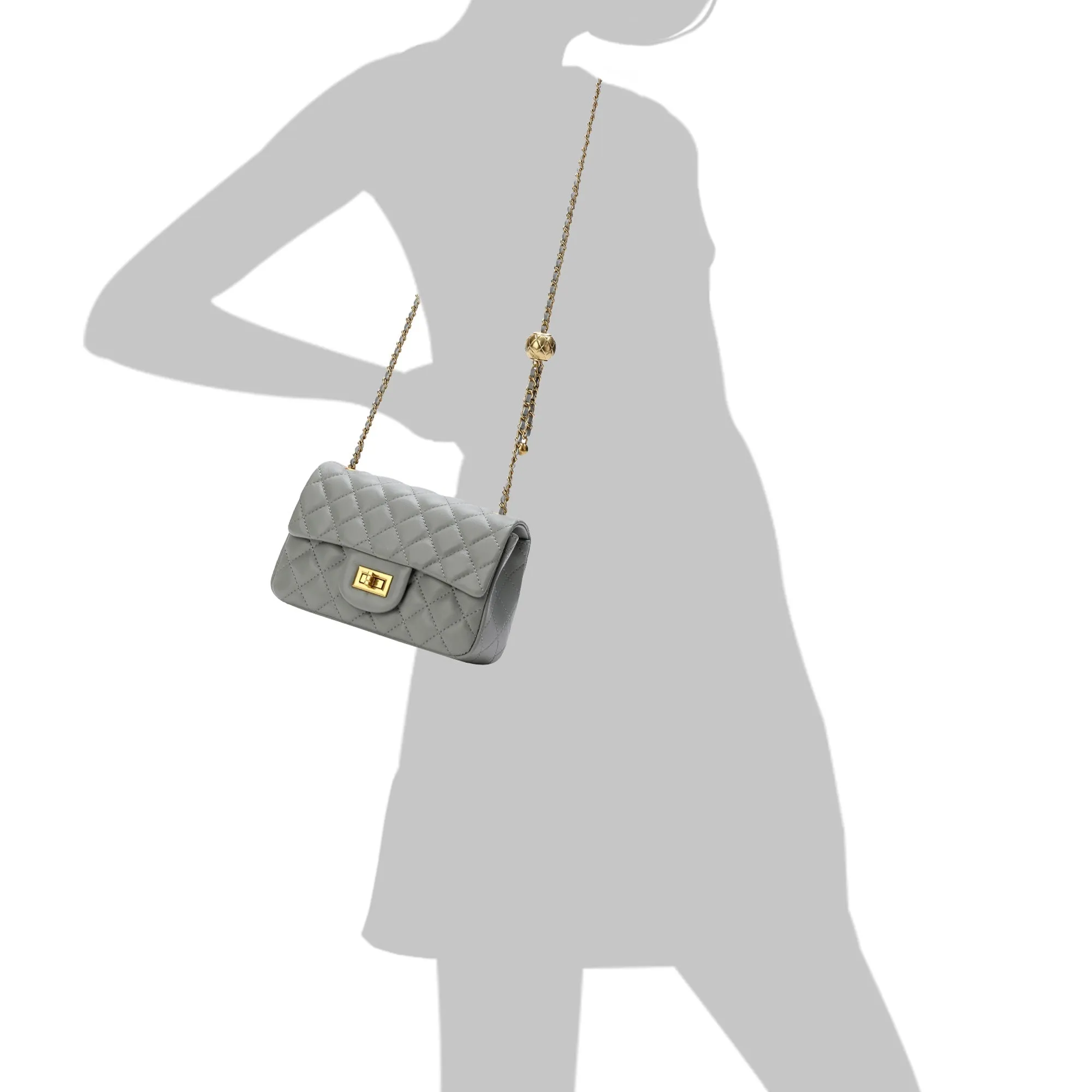 Quilted Sheepskin Leather Crossbody Bag