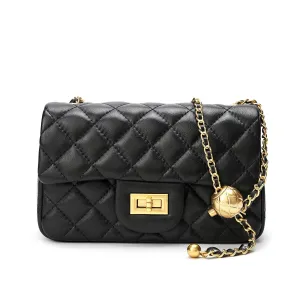 Quilted Sheepskin Leather Crossbody Bag