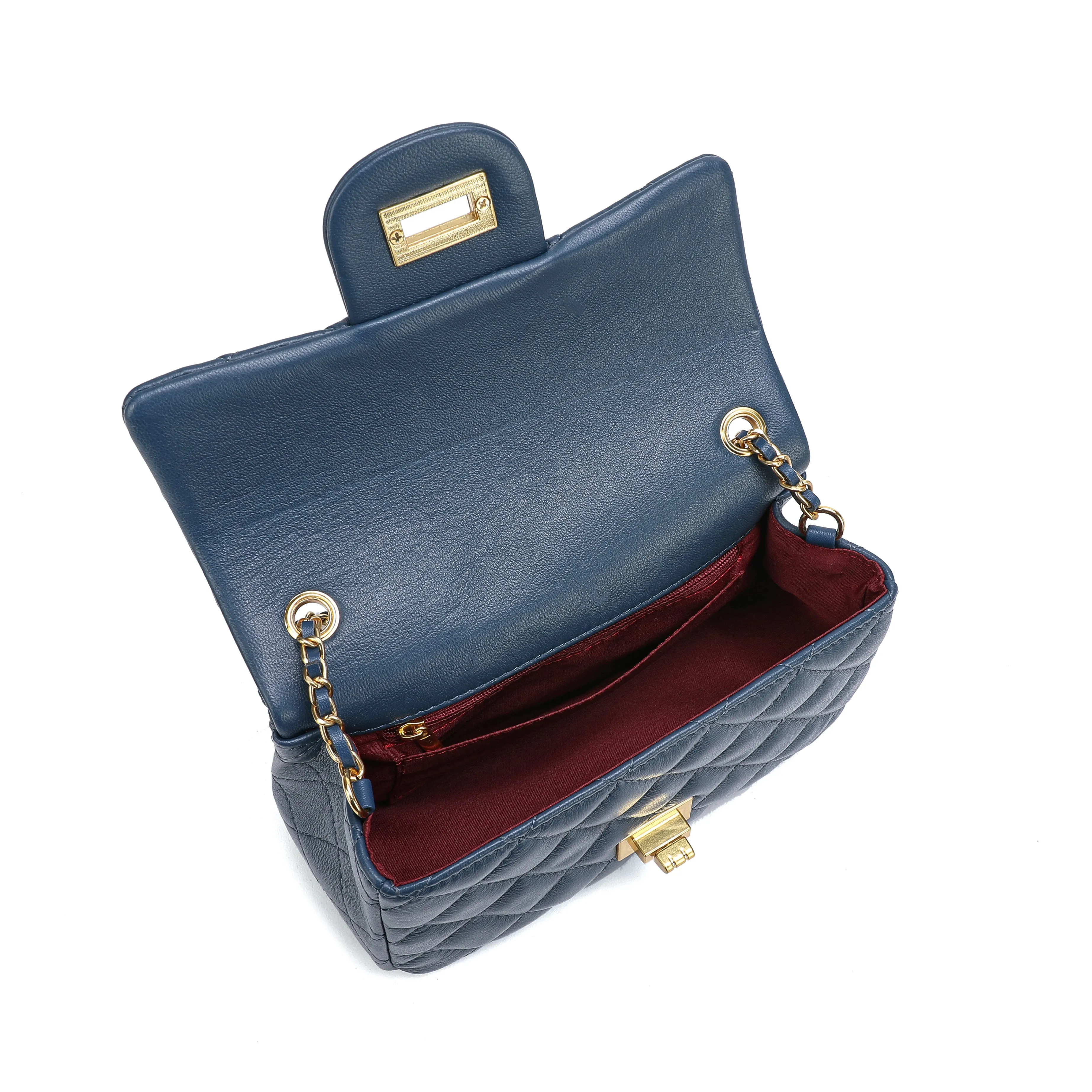 Quilted Sheepskin Leather Crossbody Bag