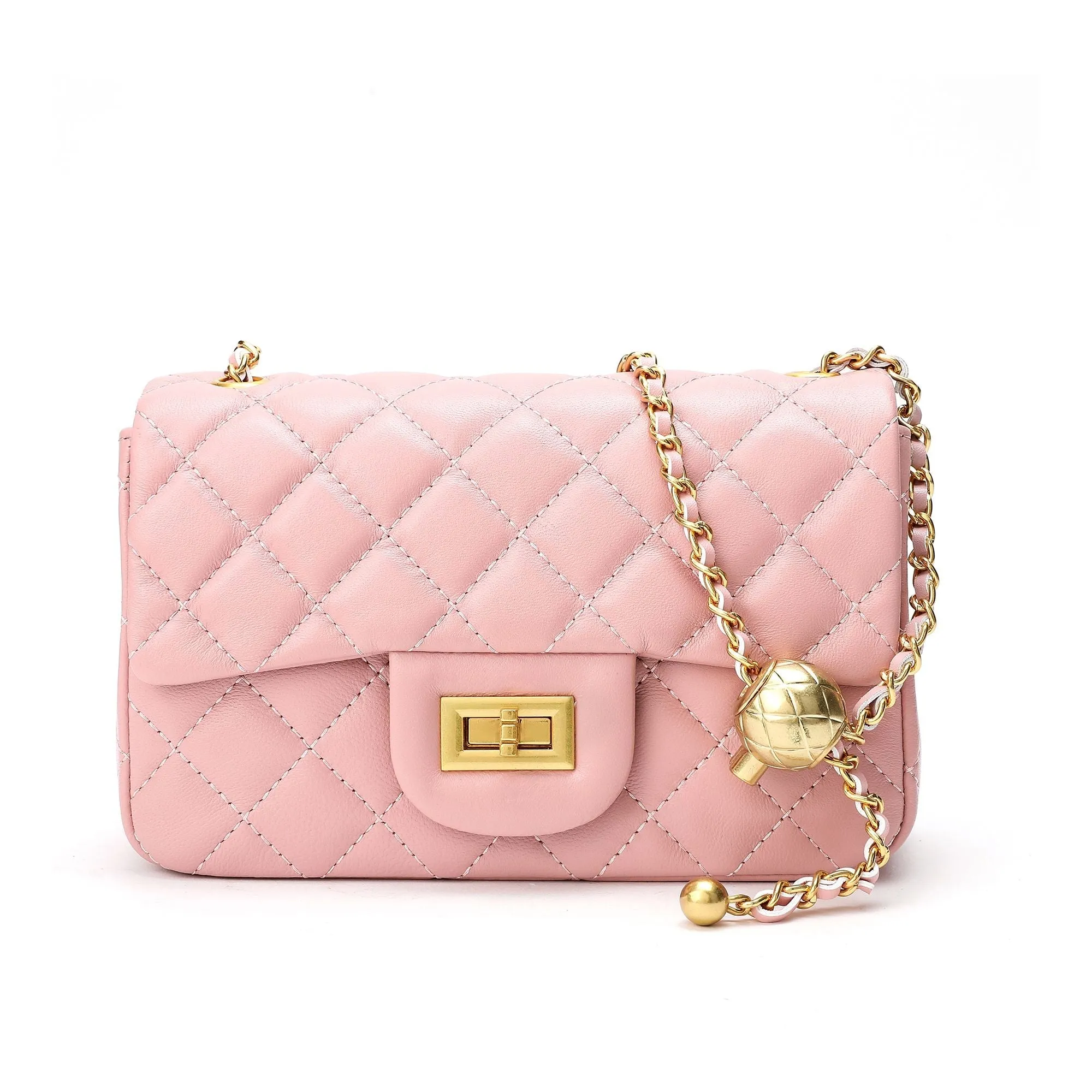 Quilted Sheepskin Leather Crossbody Bag