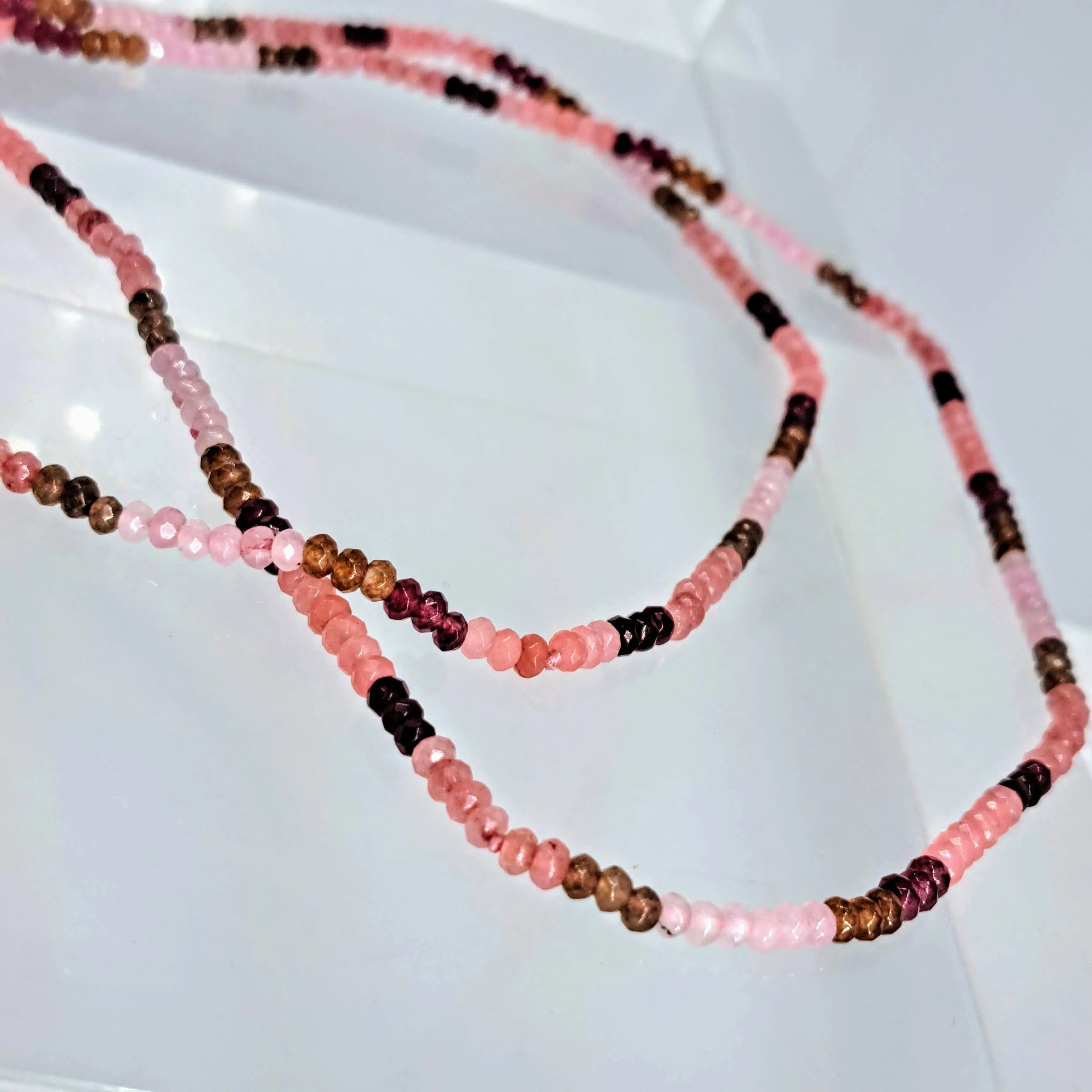 "Fruit Striped Beauties!" Necklaces - Mixed, Stripe-Stationed, Long, Micro-faceted Gem Strands
