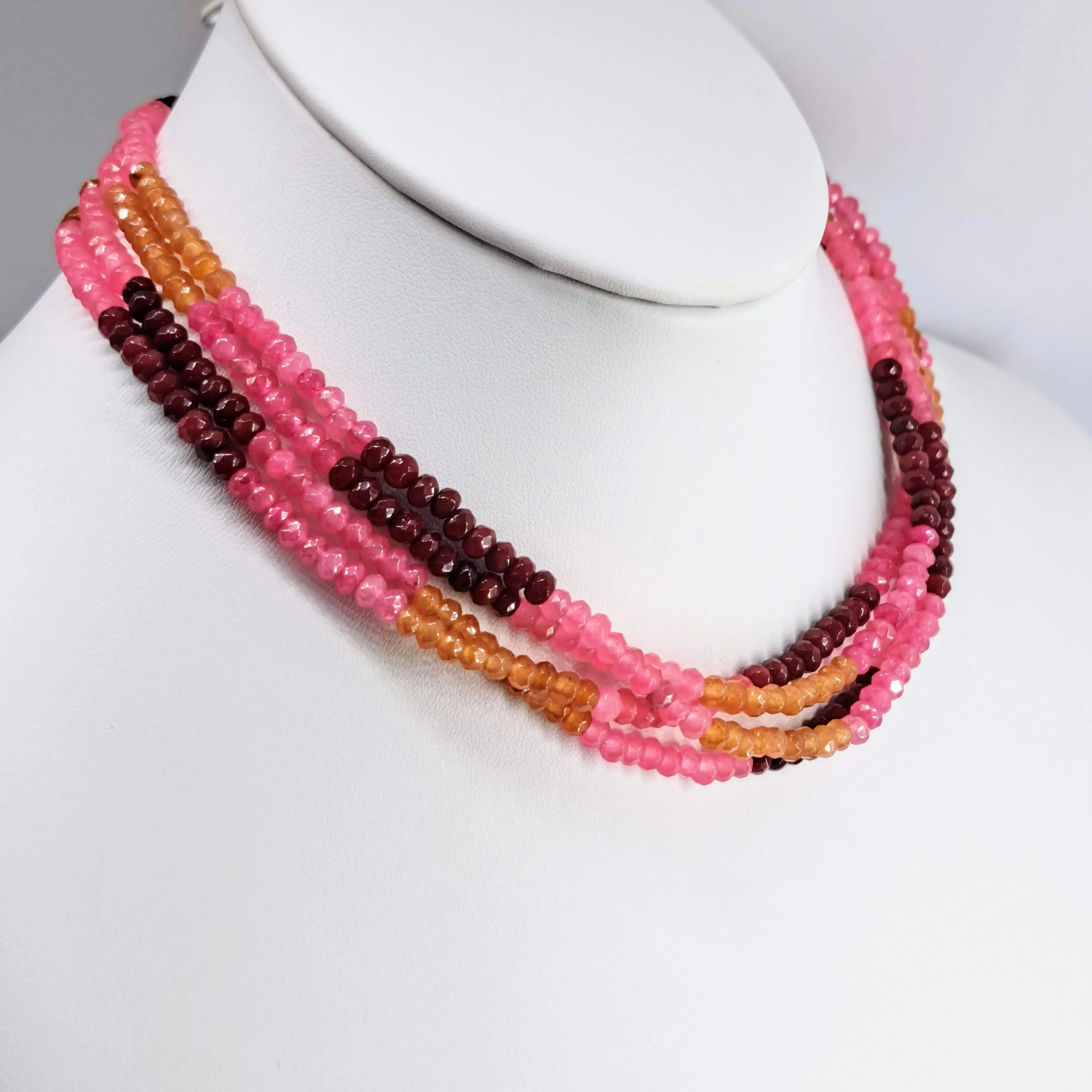 "Fruit Striped Beauties!" Necklaces - Mixed, Stripe-Stationed, Long, Micro-faceted Gem Strands