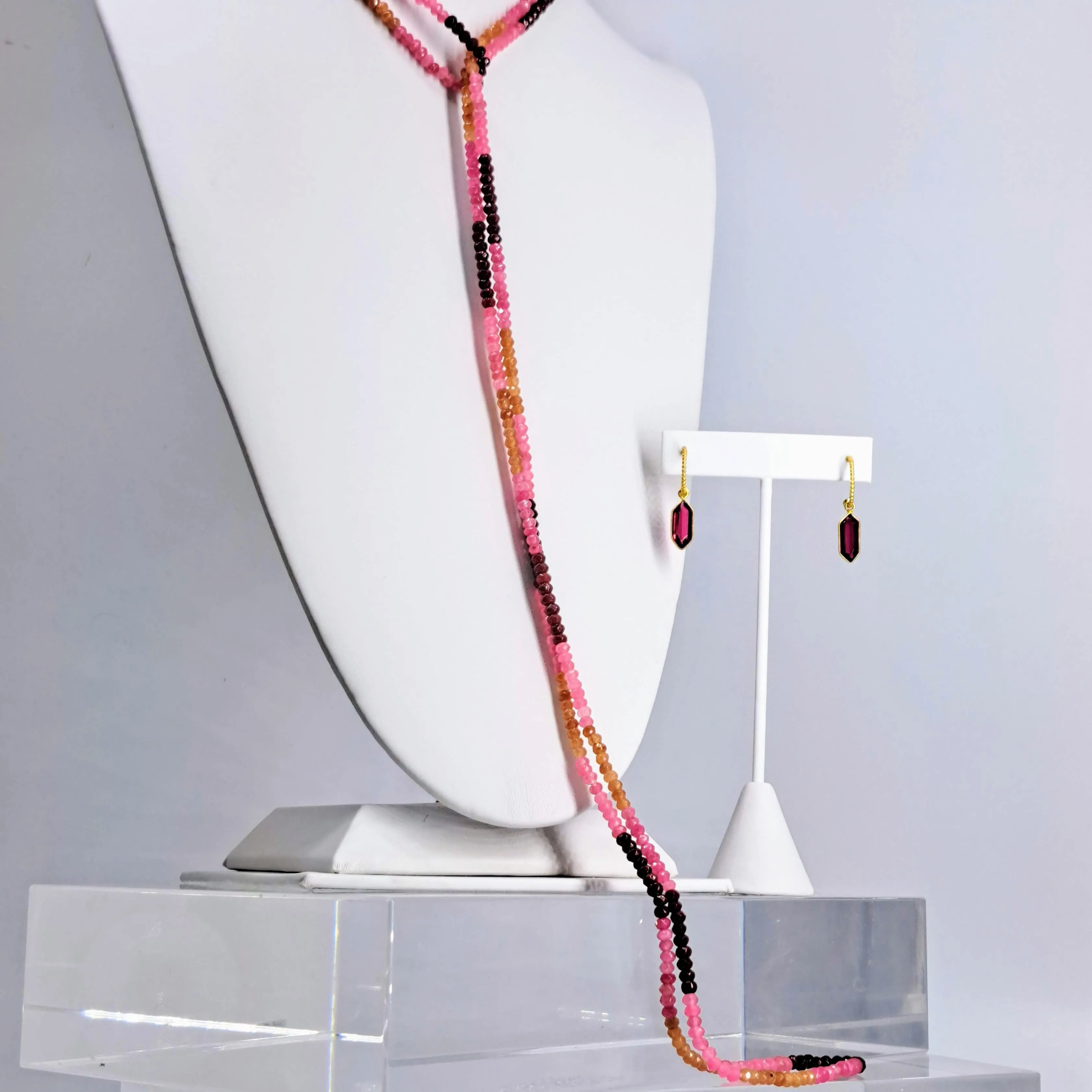"Fruit Striped Beauties!" Necklaces - Mixed, Stripe-Stationed, Long, Micro-faceted Gem Strands