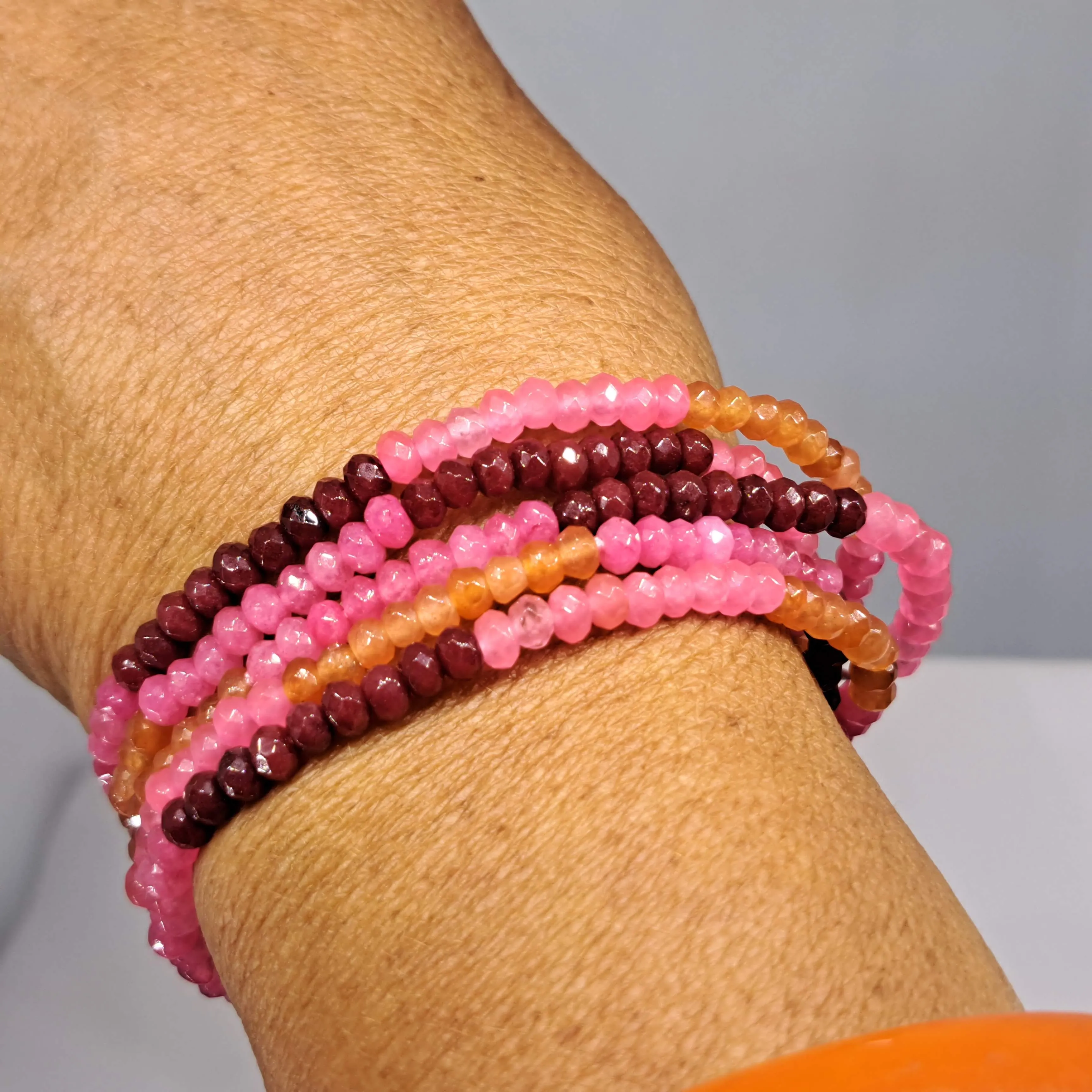 "Fruit Striped Beauties!" Necklaces - Mixed, Stripe-Stationed, Long, Micro-faceted Gem Strands