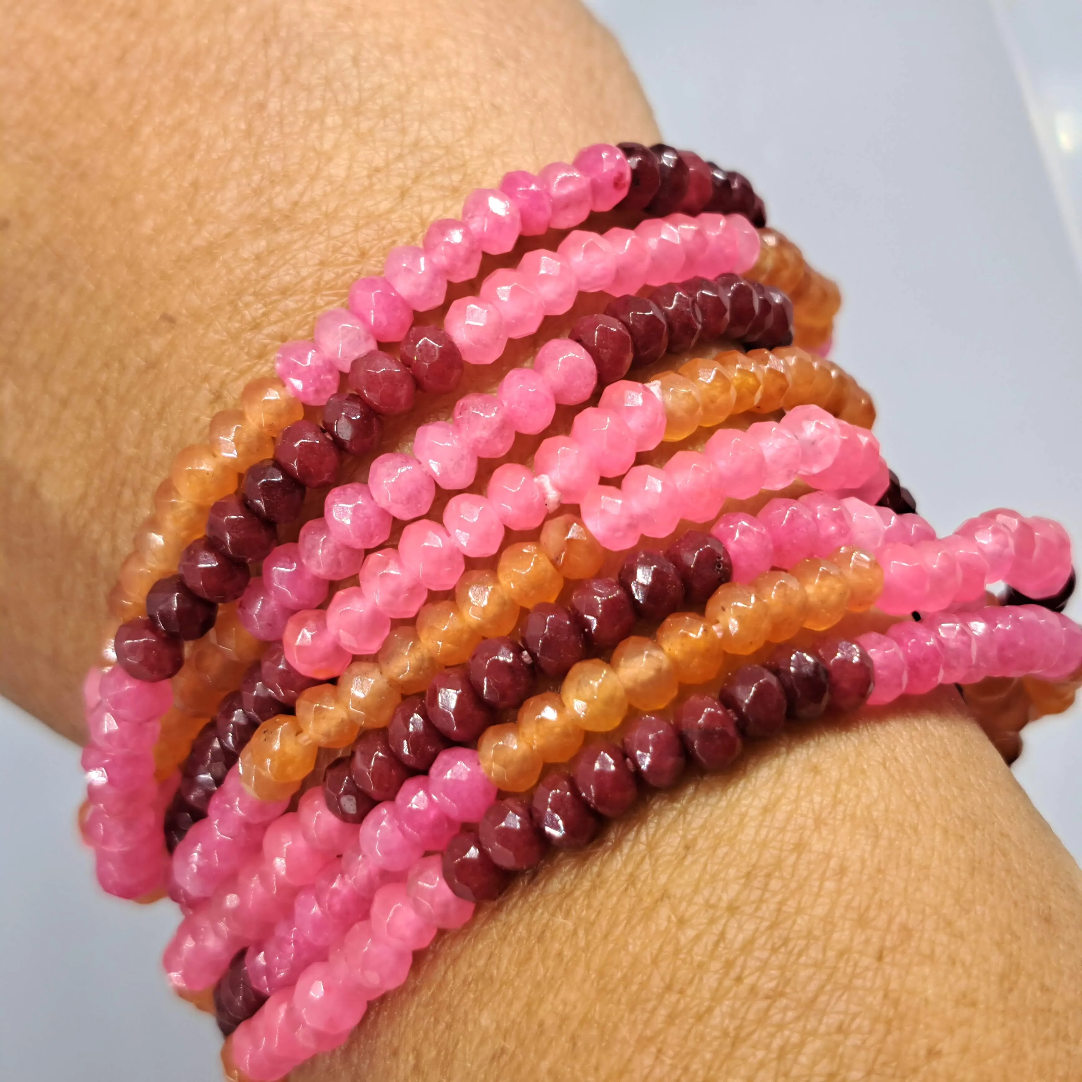 "Fruit Striped Beauties!" Necklaces - Mixed, Stripe-Stationed, Long, Micro-faceted Gem Strands