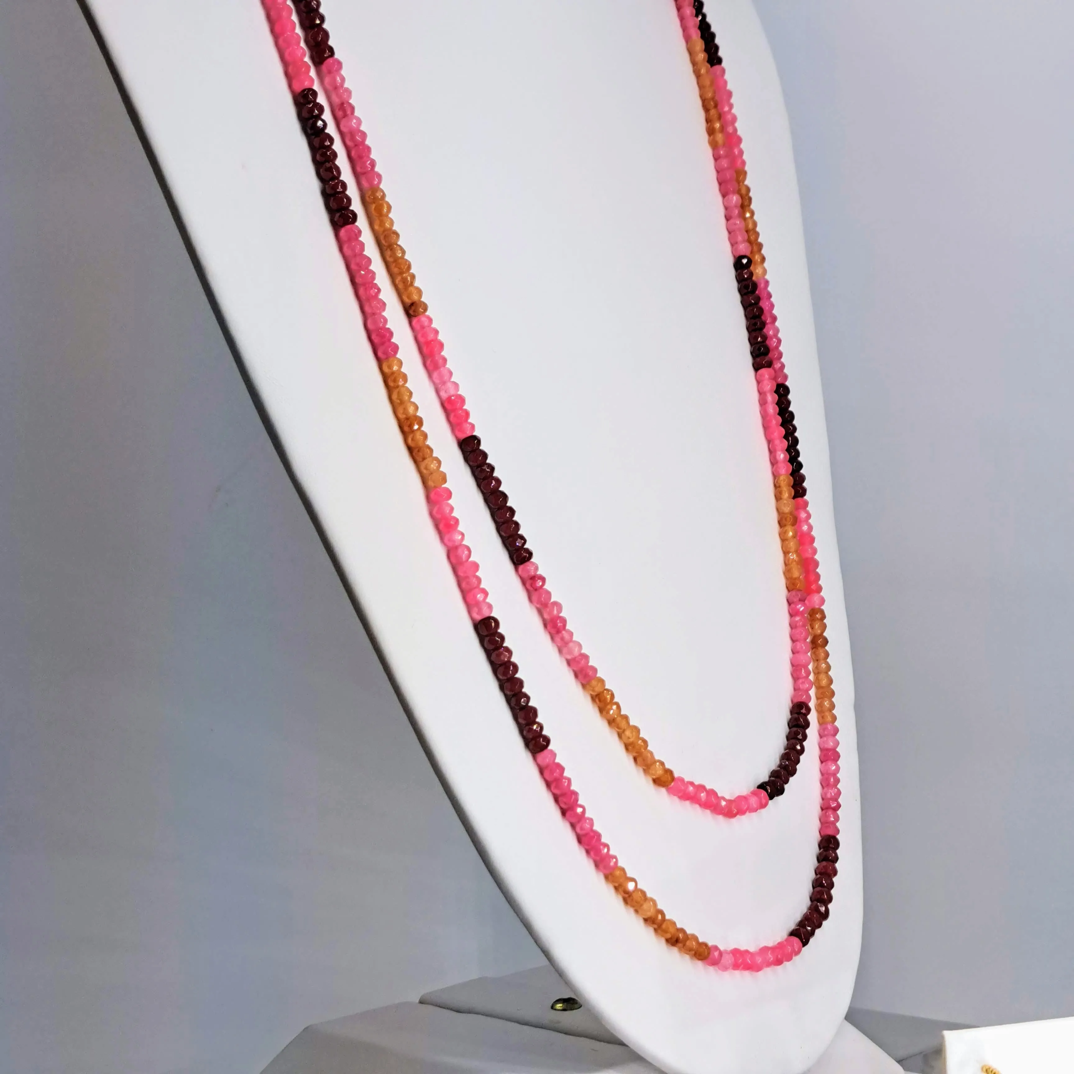 "Fruit Striped Beauties!" Necklaces - Mixed, Stripe-Stationed, Long, Micro-faceted Gem Strands