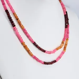 "Fruit Striped Beauties!" Necklaces - Mixed, Stripe-Stationed, Long, Micro-faceted Gem Strands