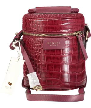 Radley London Red Croc Embossed Cylinder Bag