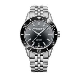 Raymond Weil Freelancer Men's Automatic Black Dial Stainless Steel Bracelet Watch 42.5mm