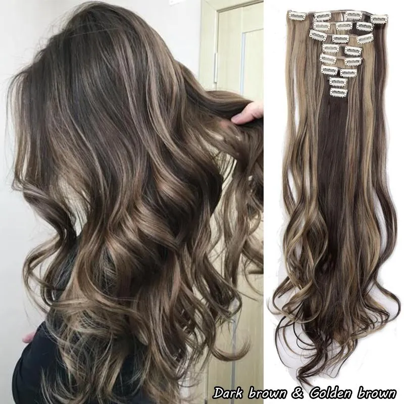 Real Thick Real Soft Clips In Hair Extensions Silky Soft Heat Resistant Synthetic Fiber Hairpiece 17/23/24" Straight/Curly Hair