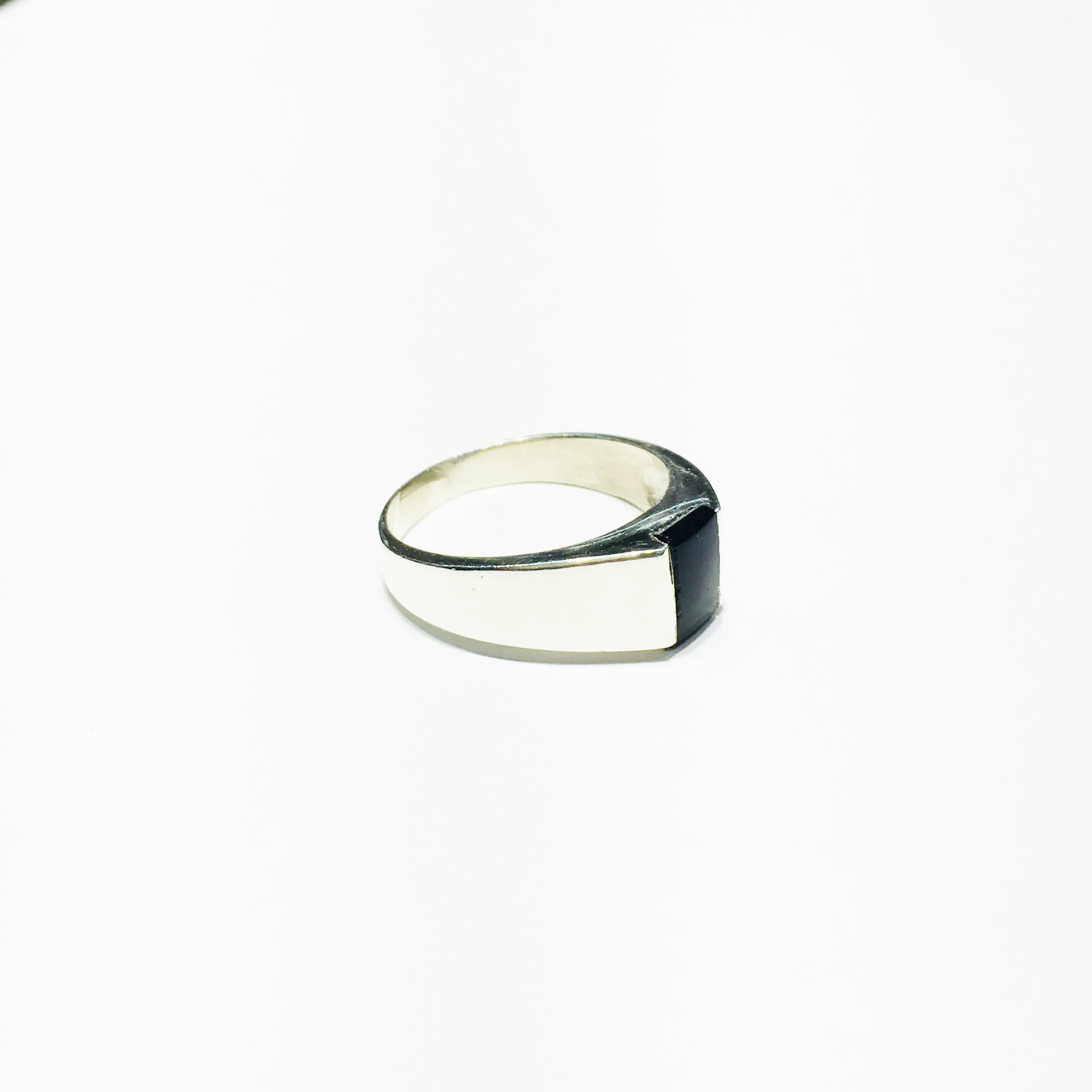 Rectangular Black Onyx Ring (Silver)