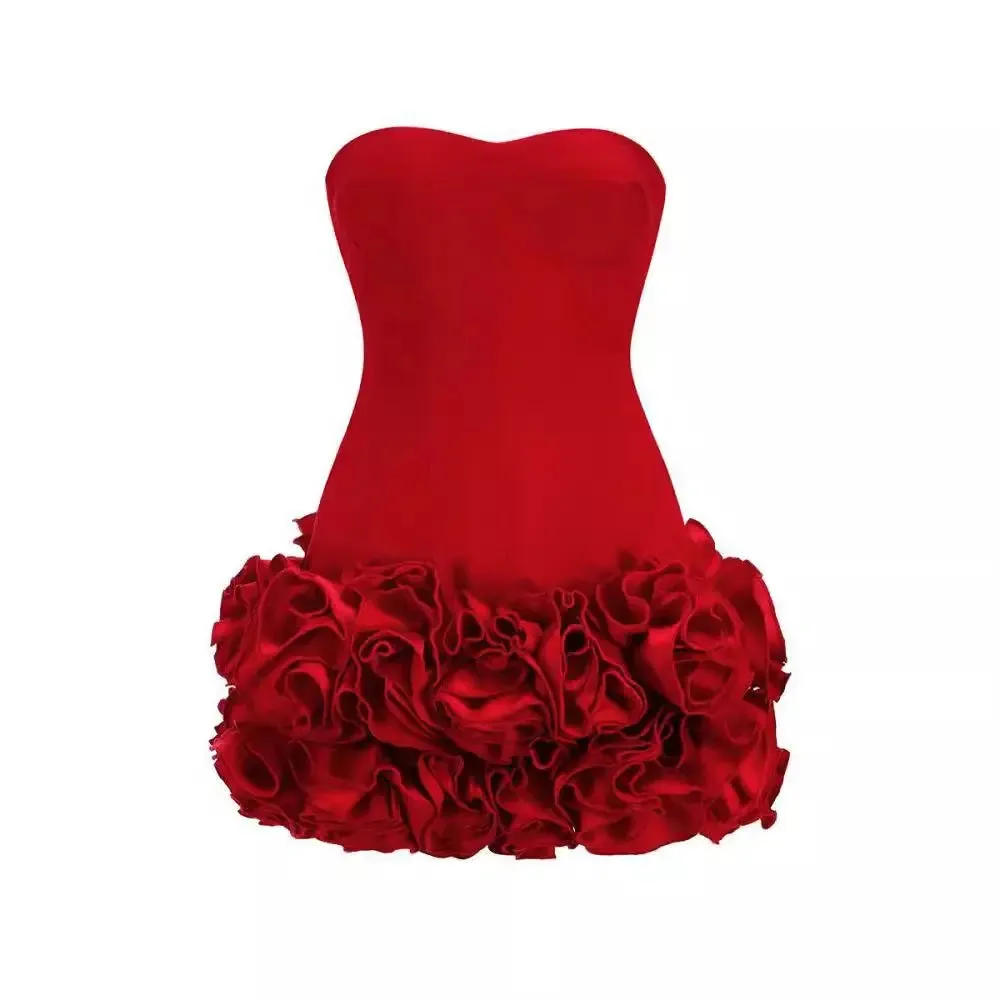 Red Flower Skirt Dress - Slimming Fit Summer Outfit