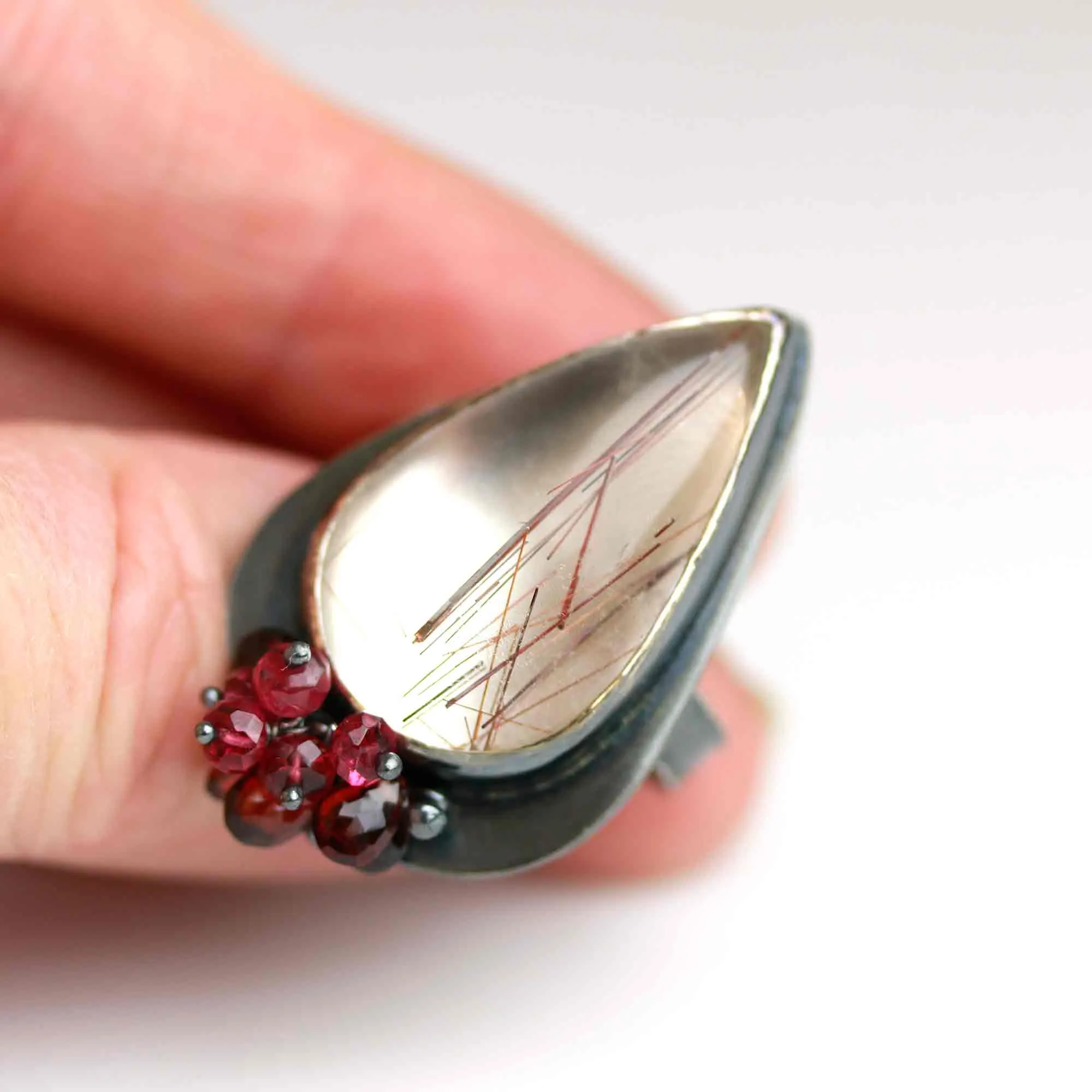 Red Rutile with Garnet and Red Spinel Cluster. Size 8 1/4.