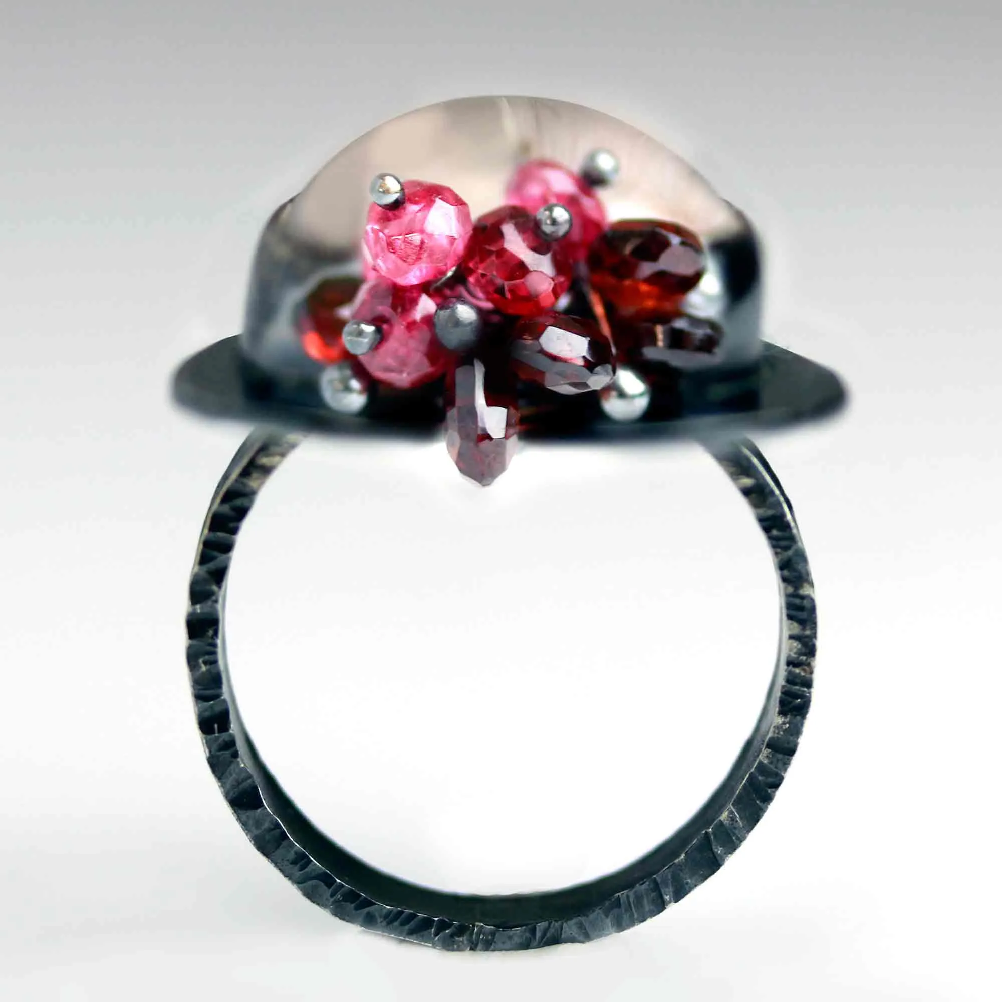 Red Rutile with Garnet and Red Spinel Cluster. Size 8 1/4.