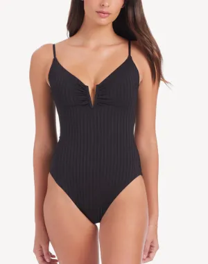 Refresh Rib V Wire Lace Back One Piece