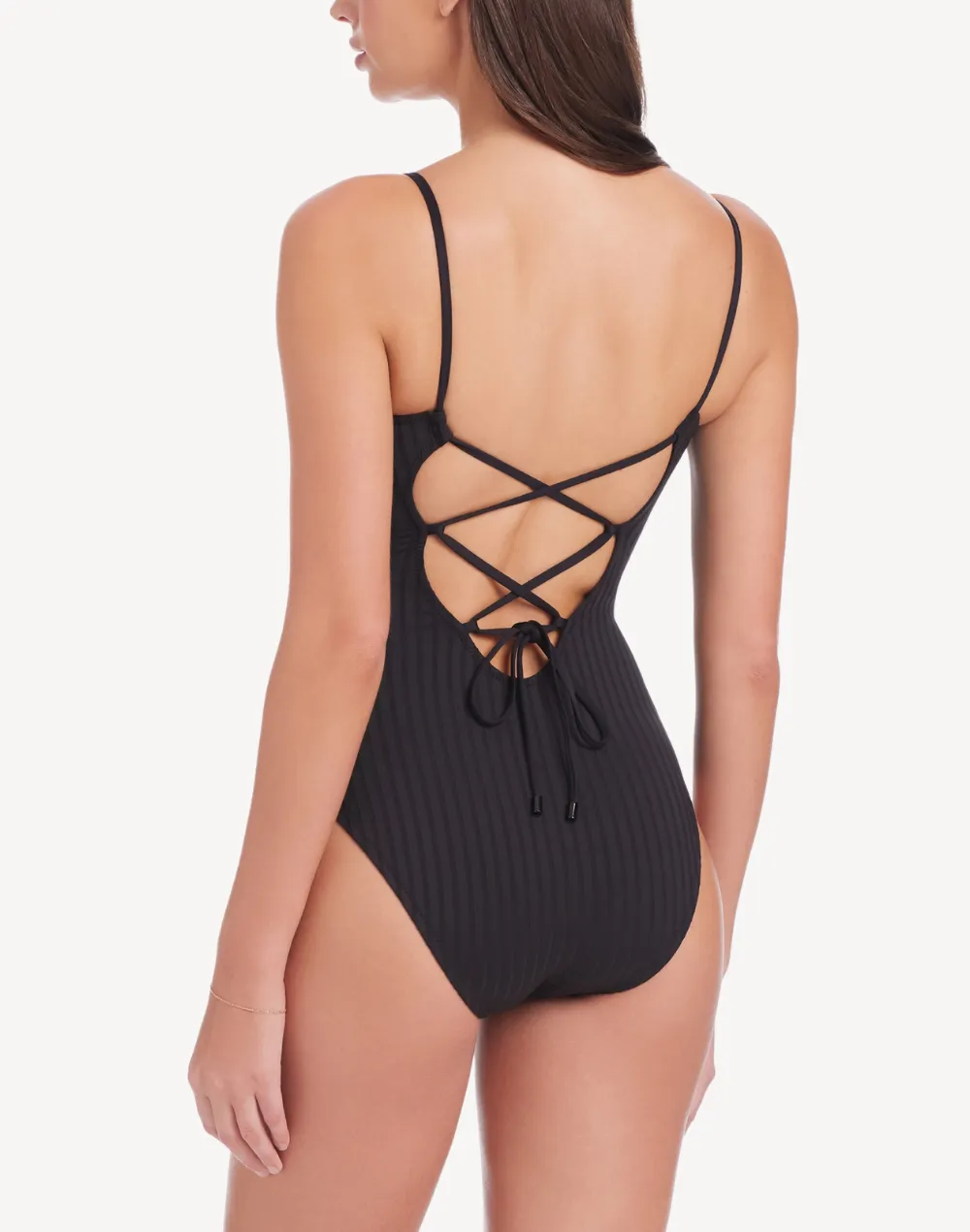 Refresh Rib V Wire Lace Back One Piece