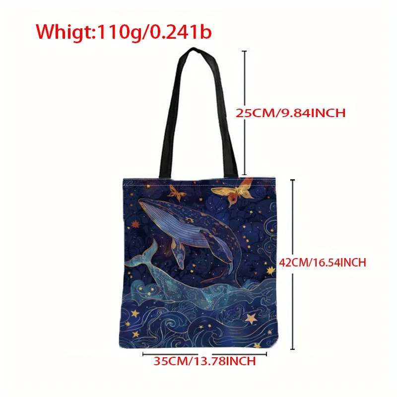 Retro Whale Pattern Shoulder Bag for Women