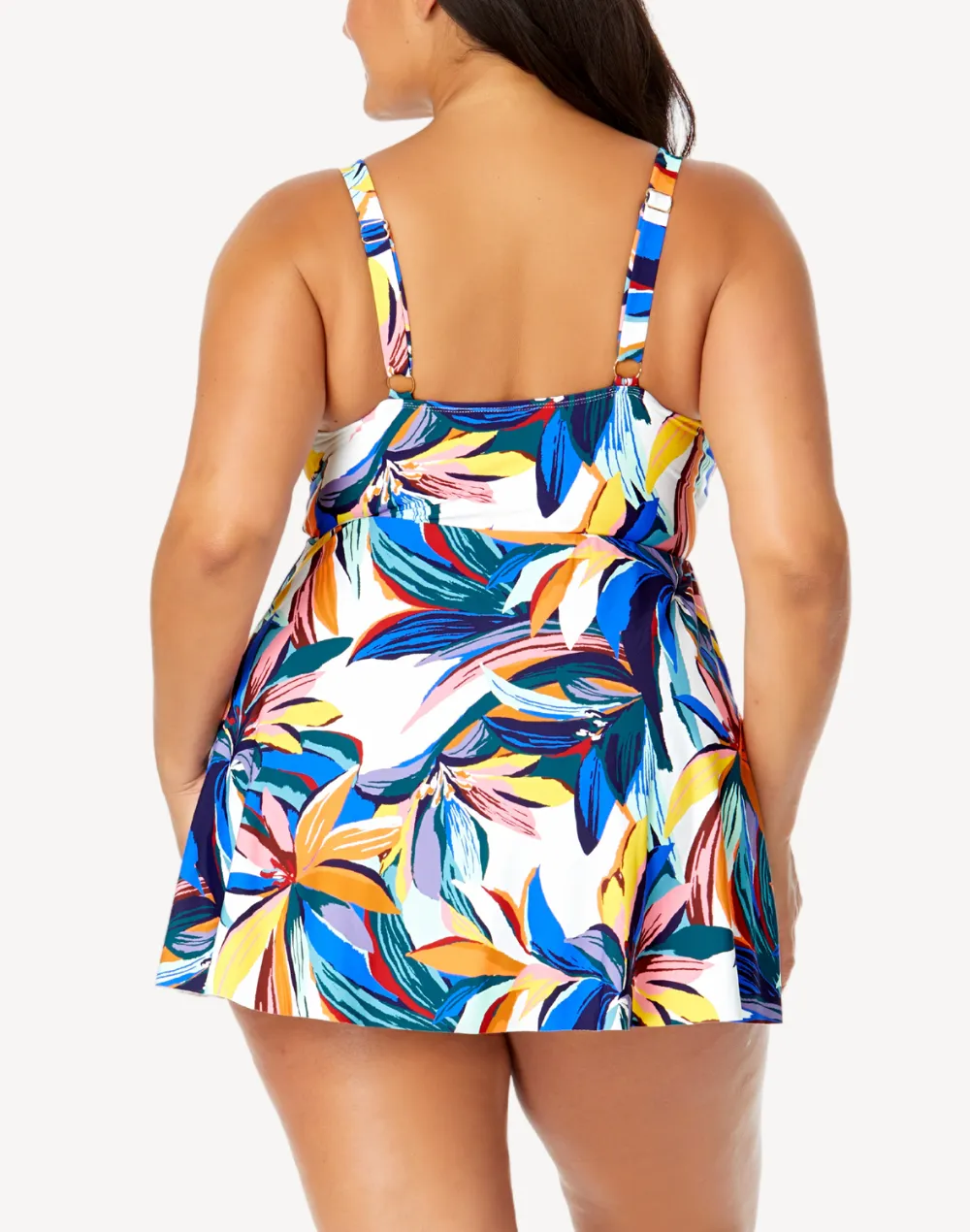 Riviera Floral Plus Size Surplice Swimdress