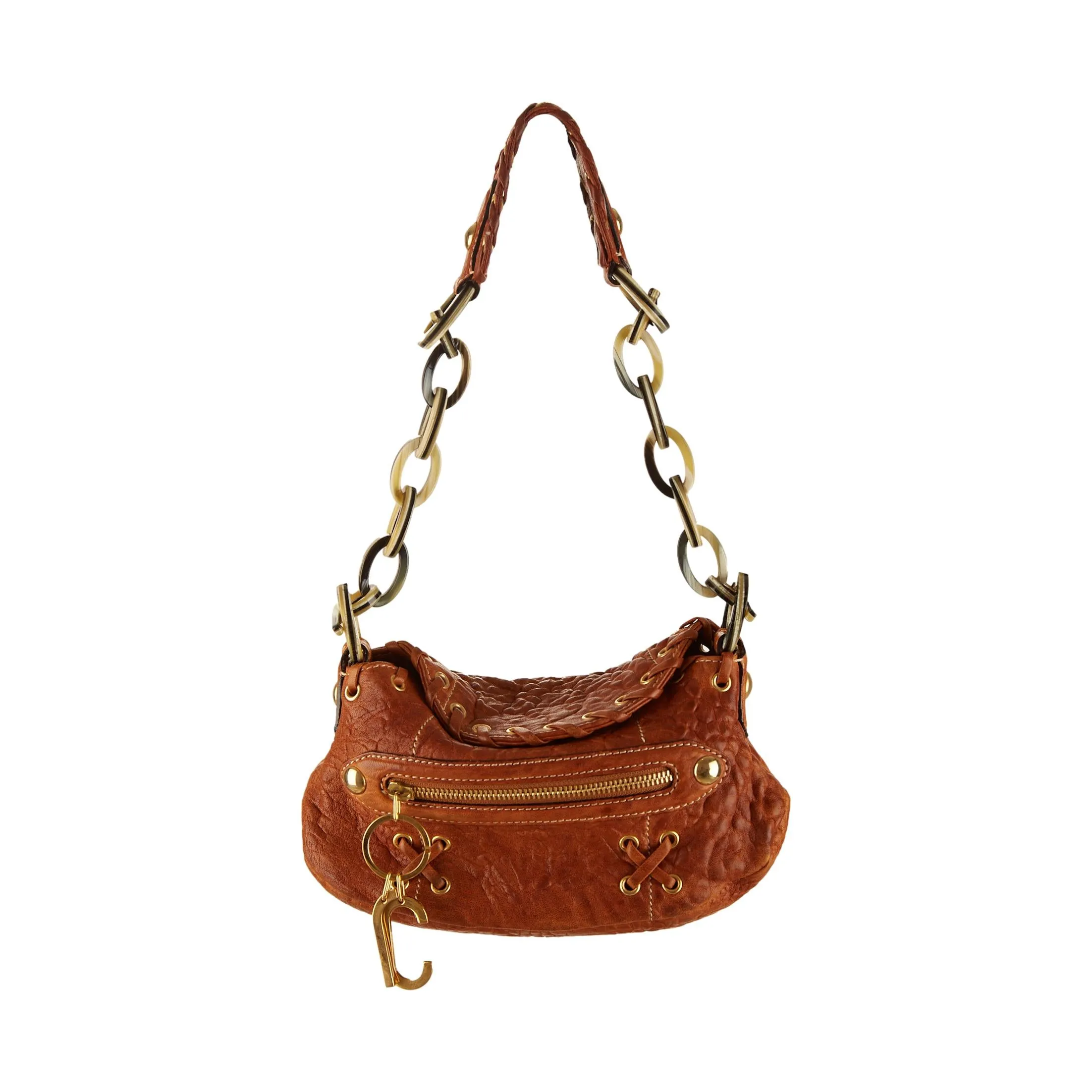 Roberto Cavalli Brown Mini Chain Bag