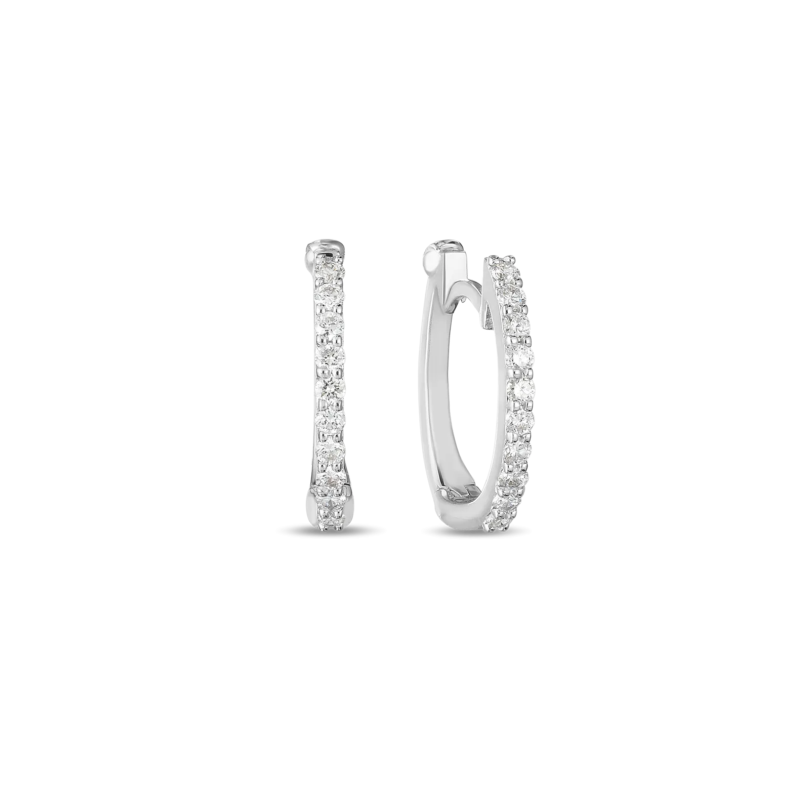 Roberto Coin 18k White Gold 10mm Diamond Hinged Huggie Earrings (D=.20)