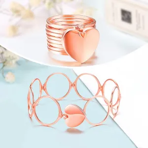 Rosegold 2 In 1 Retractable Heart Ring Bracelet