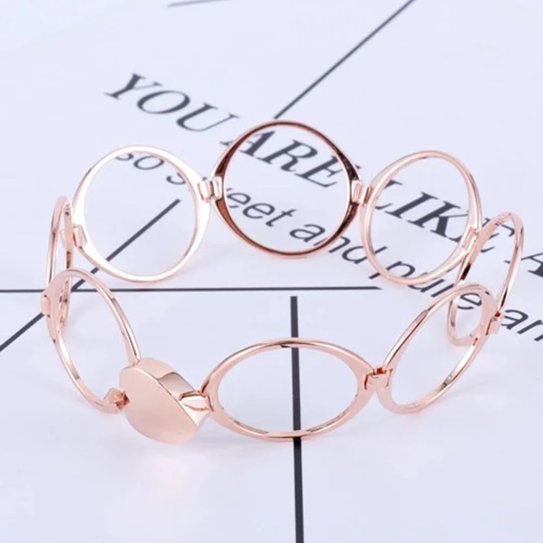 Rosegold 2 In 1 Retractable Heart Ring Bracelet