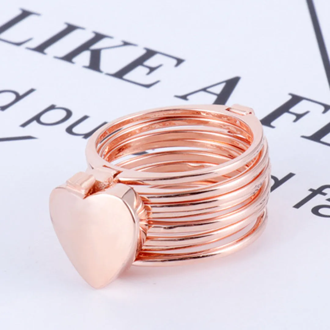 Rosegold 2 In 1 Retractable Heart Ring Bracelet