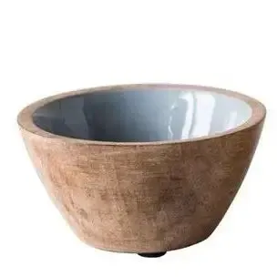 ROUND ENAMELED MANGO WOOD JEWELRY BOWL