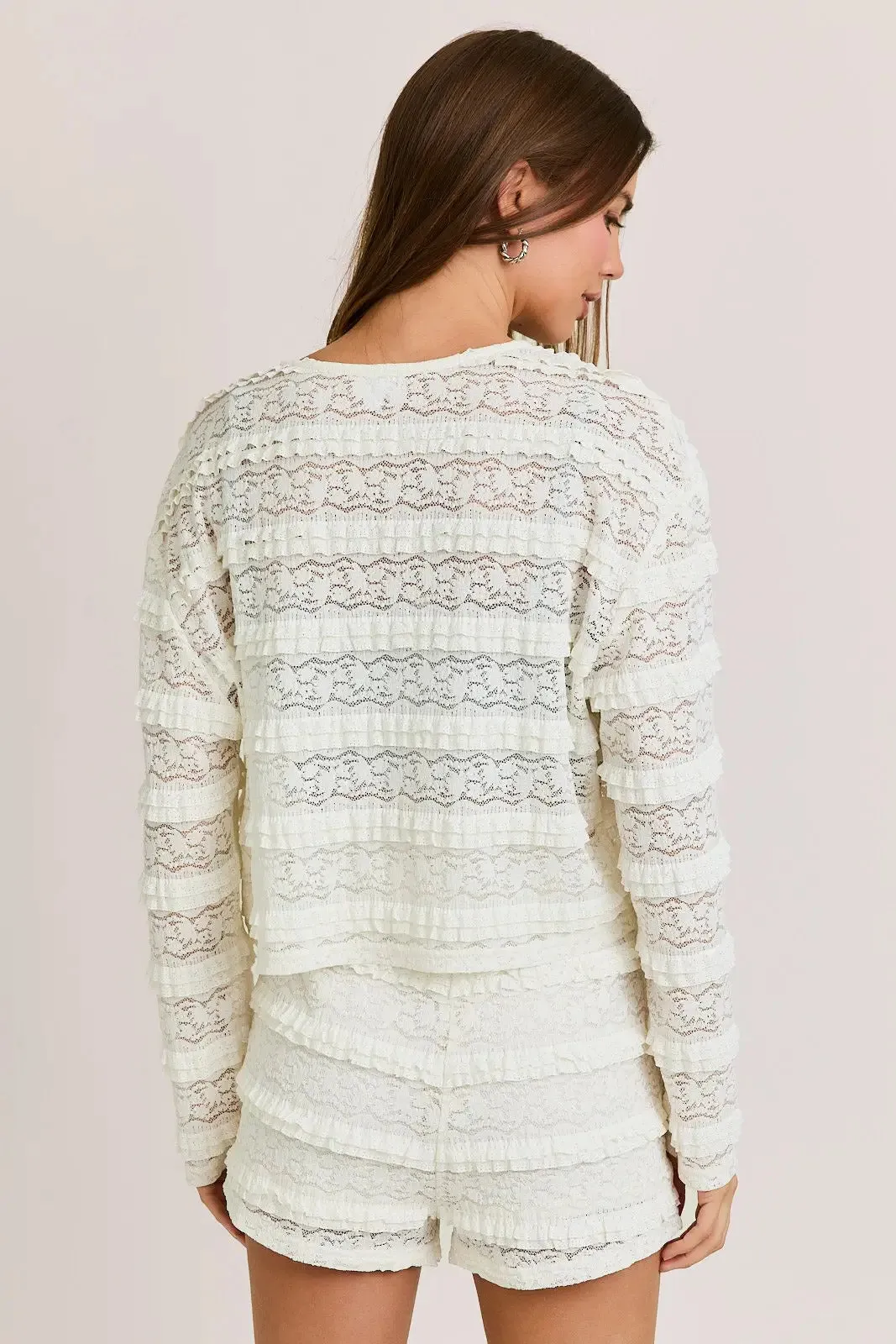 ROUND NECK LACE CARDIGAN