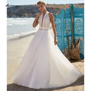 Roycebridal Backless Summer Lace Off the Shoulder Wedding Dresses