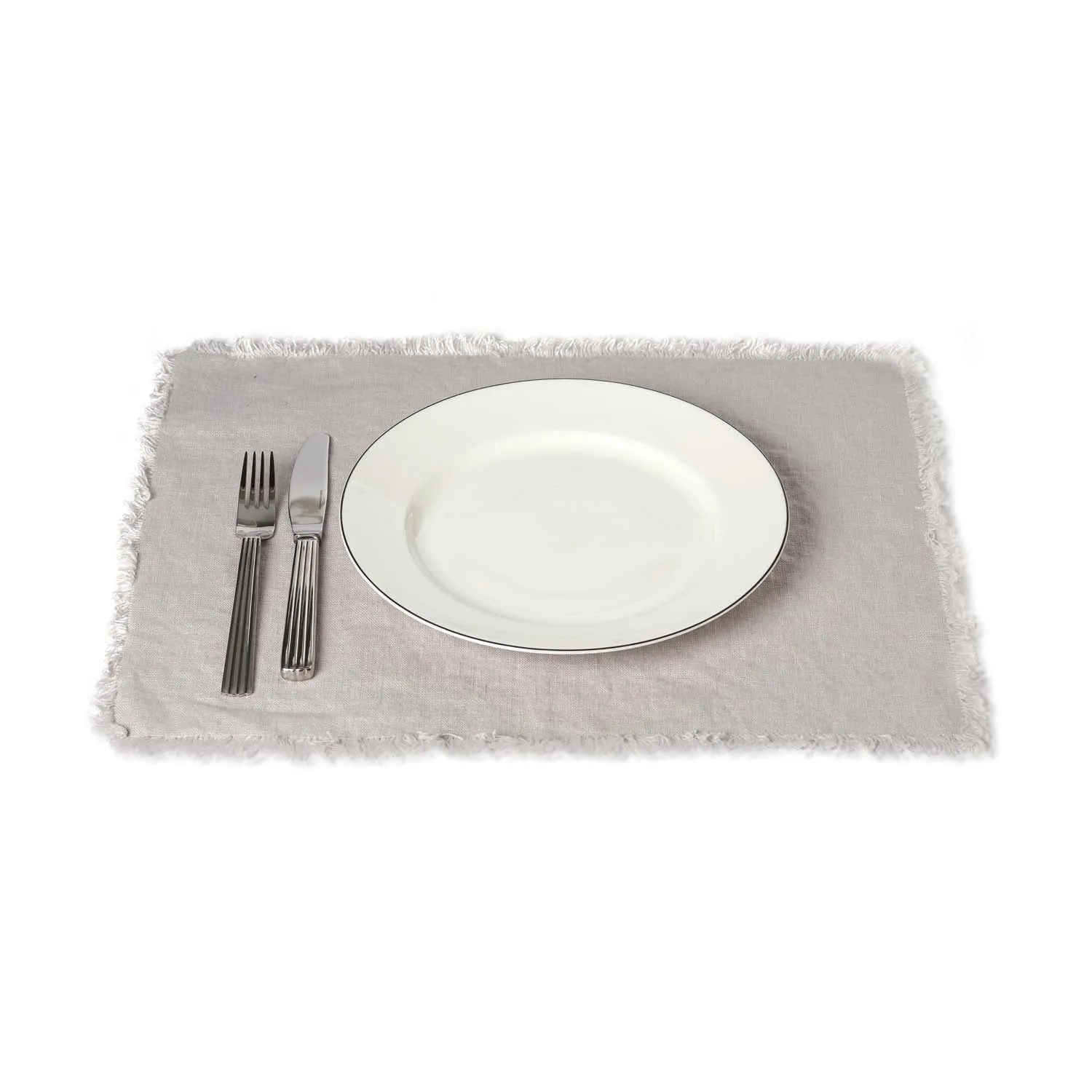 Rustic 100% Linen Placemat with Fringe