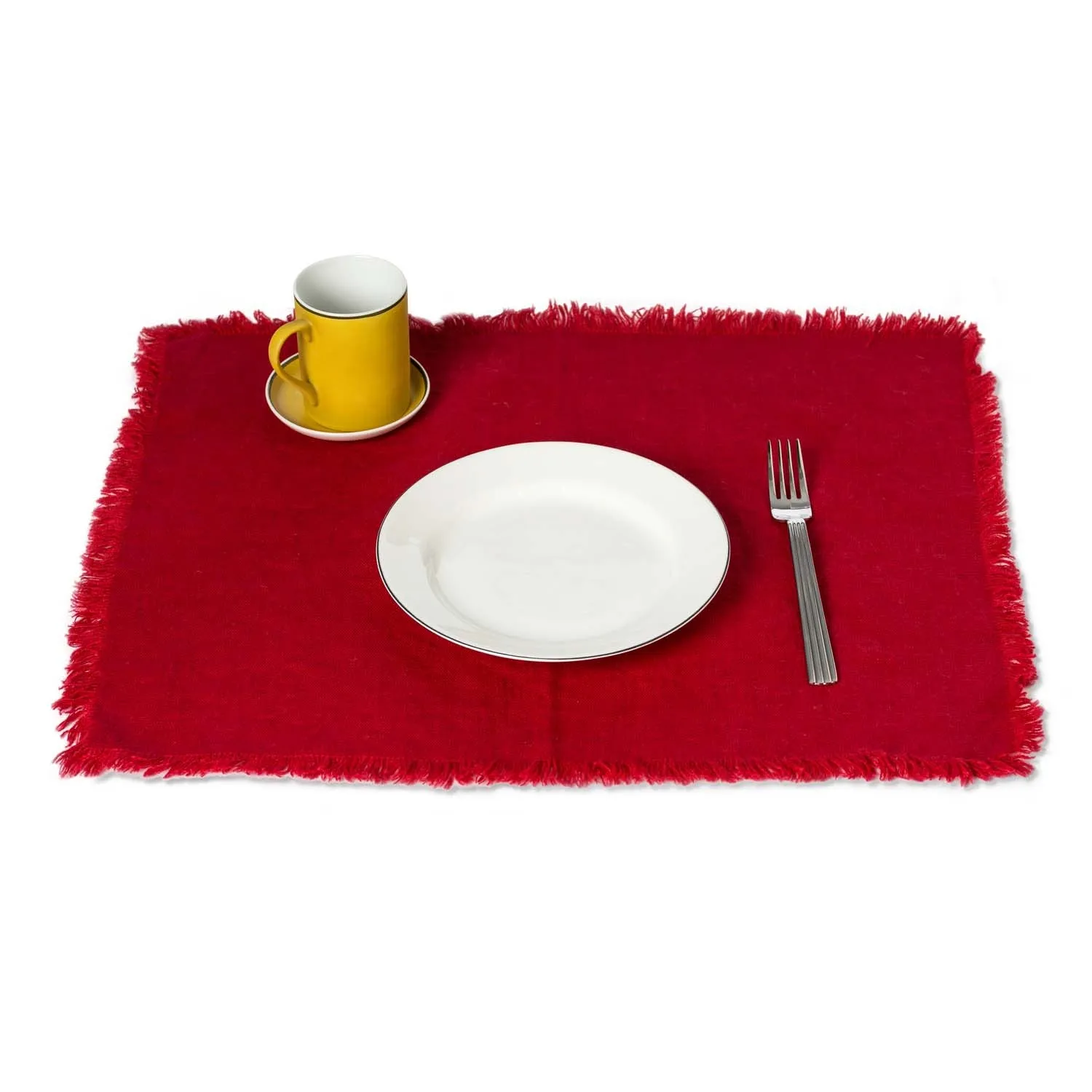 Rustic 100% Linen Placemat with Fringe